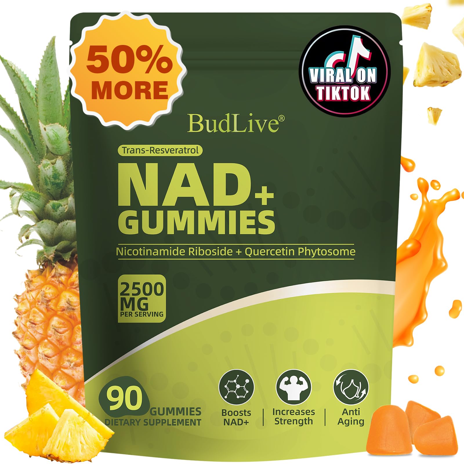 BudLive NAD Resveratrol Gummies 90 Count