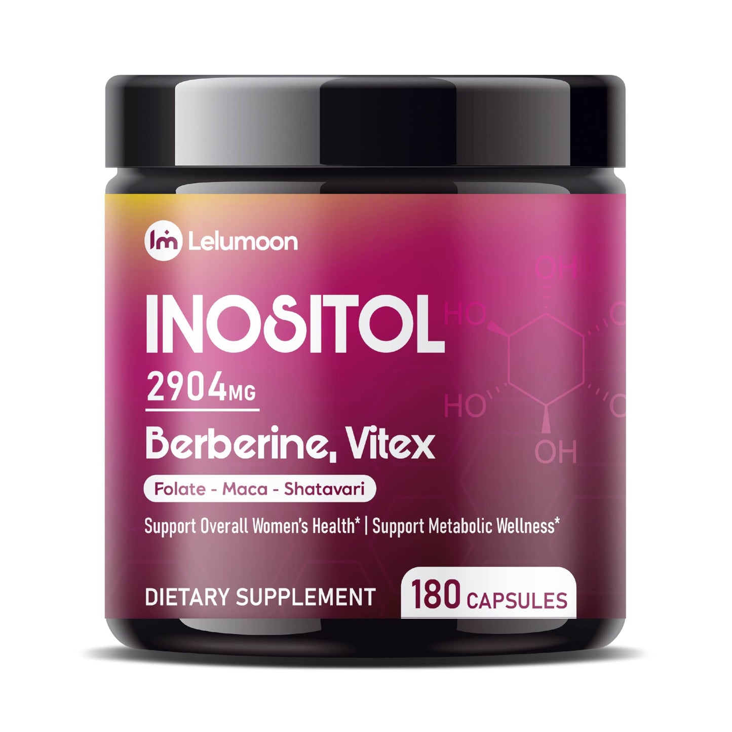 LELUMOON Inositol 2904 mg with Berberine, Vitex, Ashwagandha & Shatavari Capsule, 180 Capsules