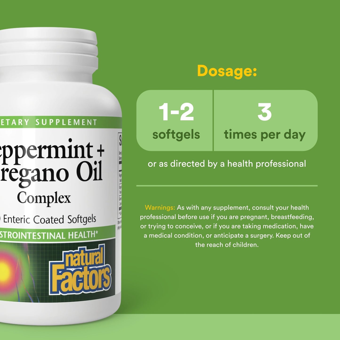 Natural Factors Peppermint & Oregano Oil Complex Softgels, 60 Count