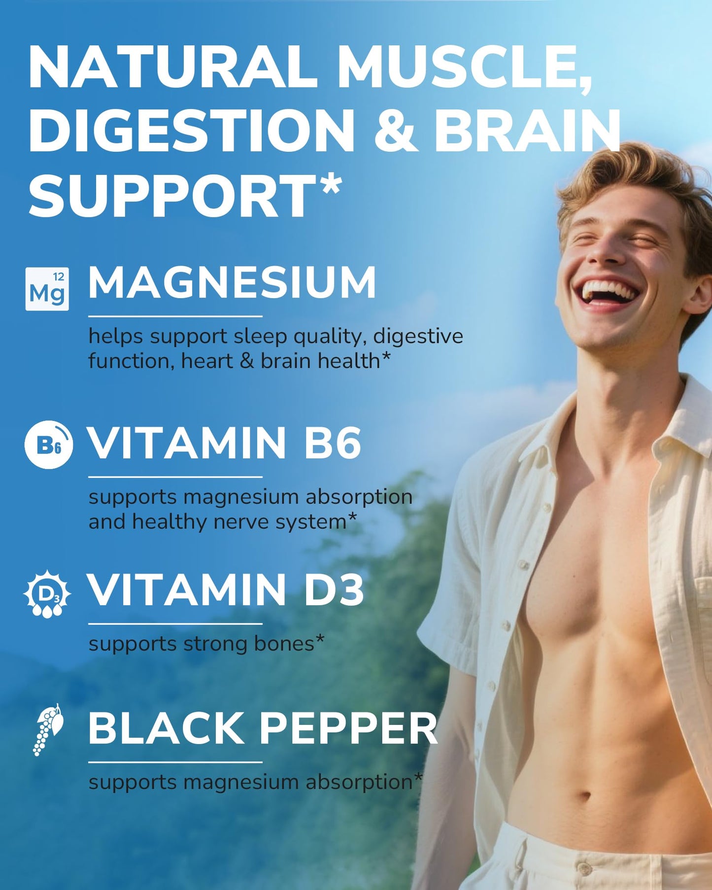 Vitalibre Vitamin D3 K2 Softgels 10,000 IU & Magnesium Citrate 420mg with Vitamin D3 & B6 Capsules, 210 Count