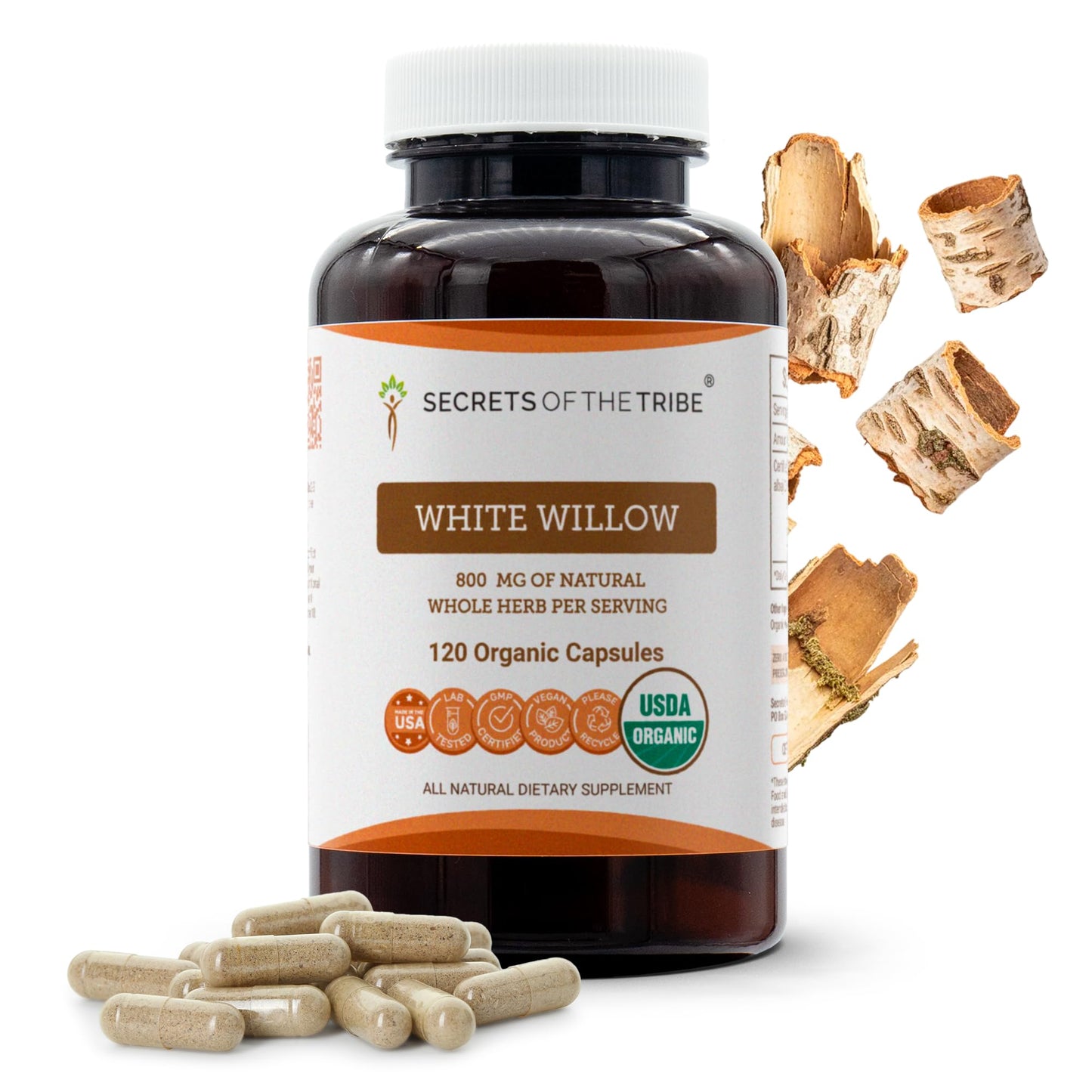 Secrets of the Tribe White Willow Capsules 800 mg 120 Capsules
