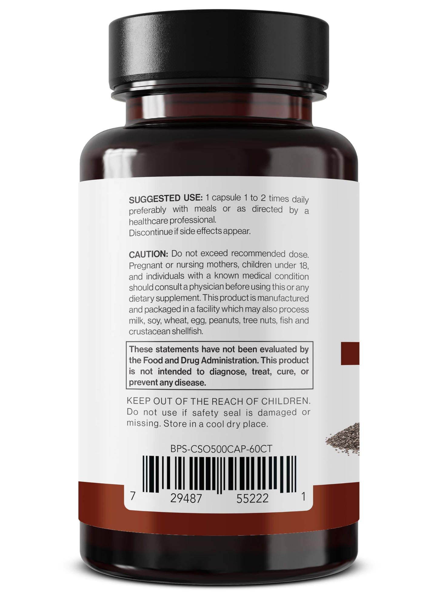 Better Place Organics Chia Seed Oil 500mg Capsules, 60 Count