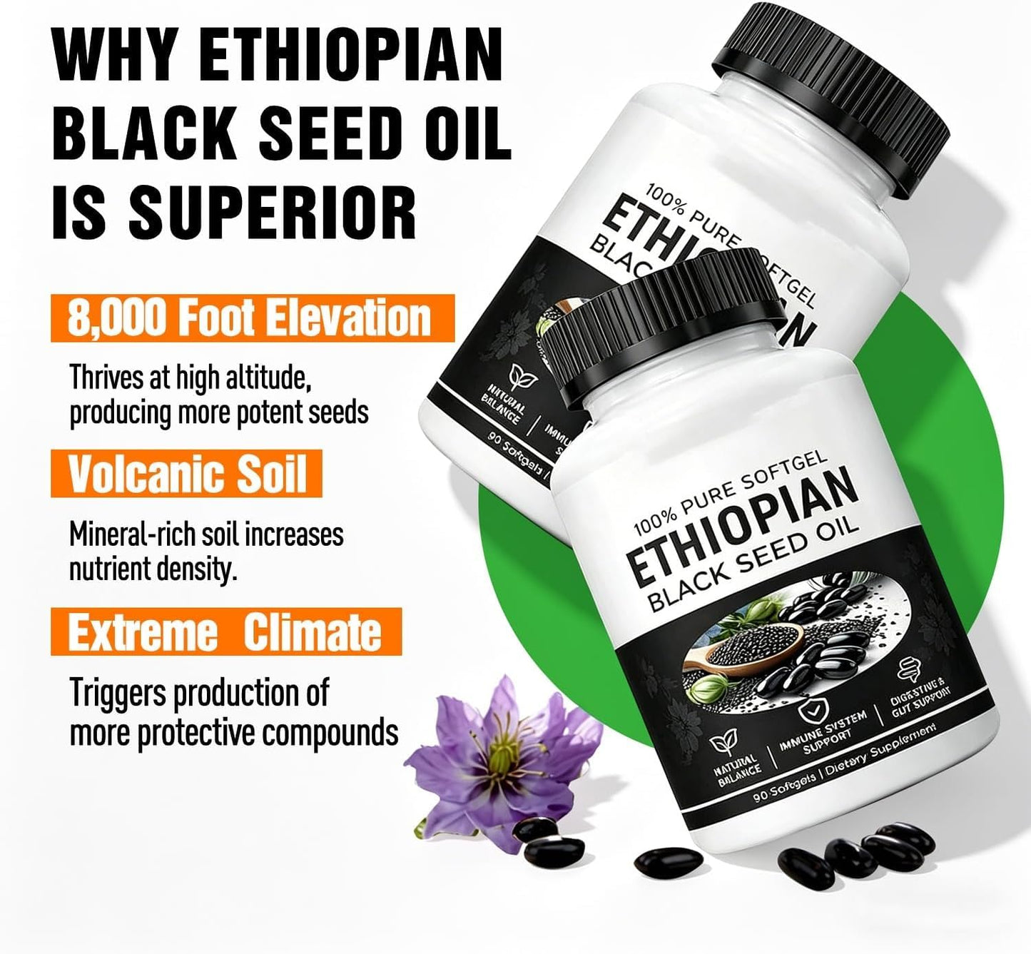 CLNXMT Ethiopian Black Seed Oil Softgels, 90 Count