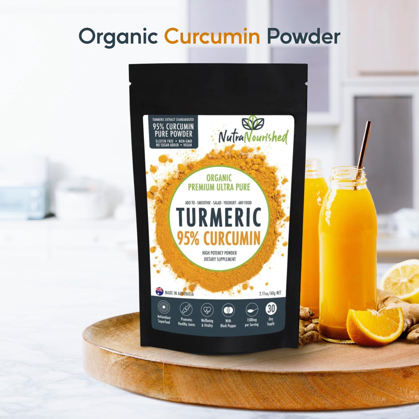 Nutra Nourished Organic Turmeric 95% Curcumin Powder 2.11 oz