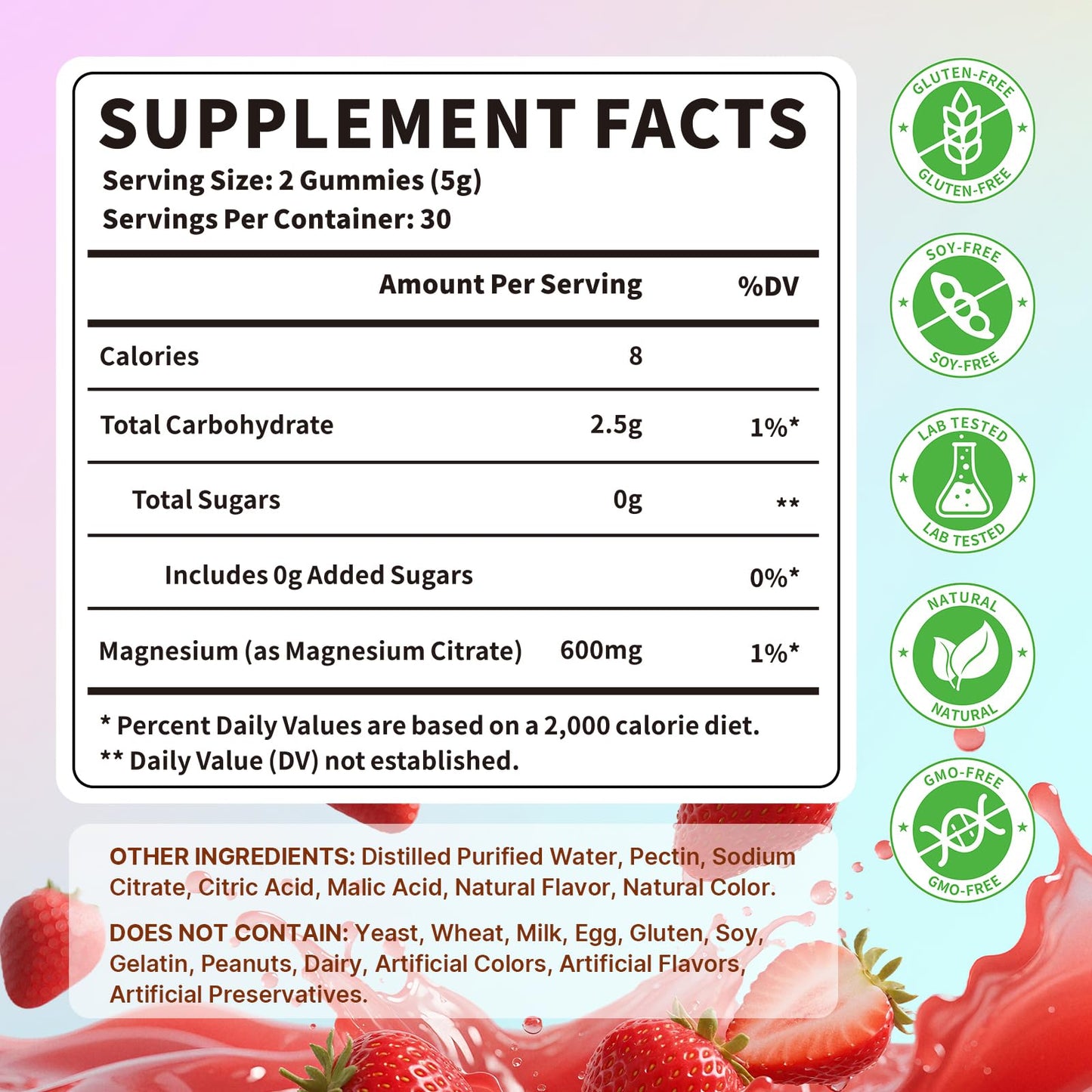 YXSW Magnesium Citrate Gummies 600mg, 120 Count
