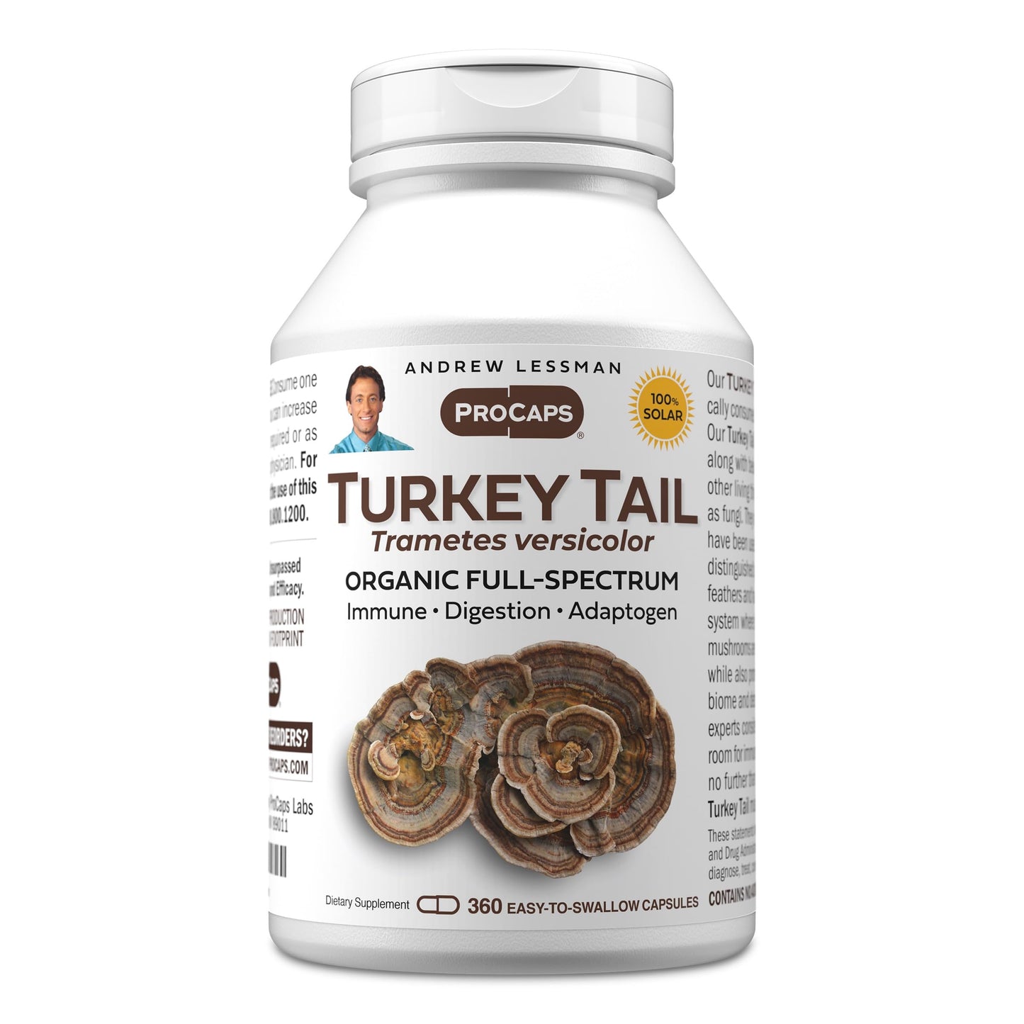 ANDREW LESSMAN ProCaps Organic Turkey Tail Mushroom Extract Capsules 360