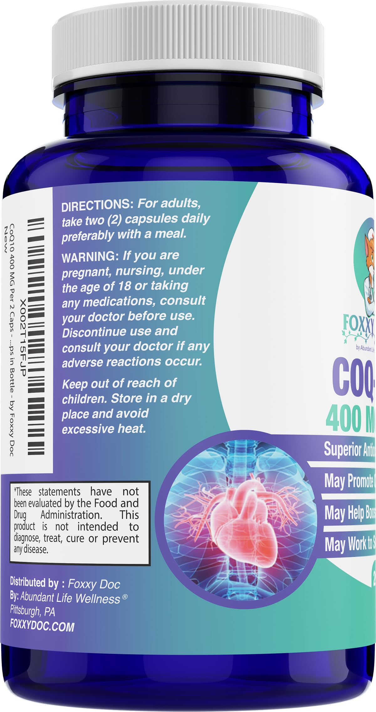 Abundant Life Wellness CoQ10 400 mg Ubiquinone Capsule, 200 Count