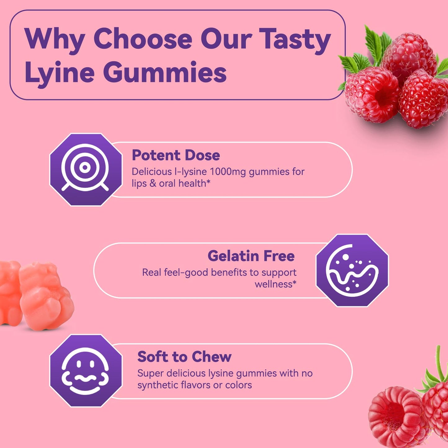 EAZGOO L-Lysine 1000mg Gummies, 120 Count