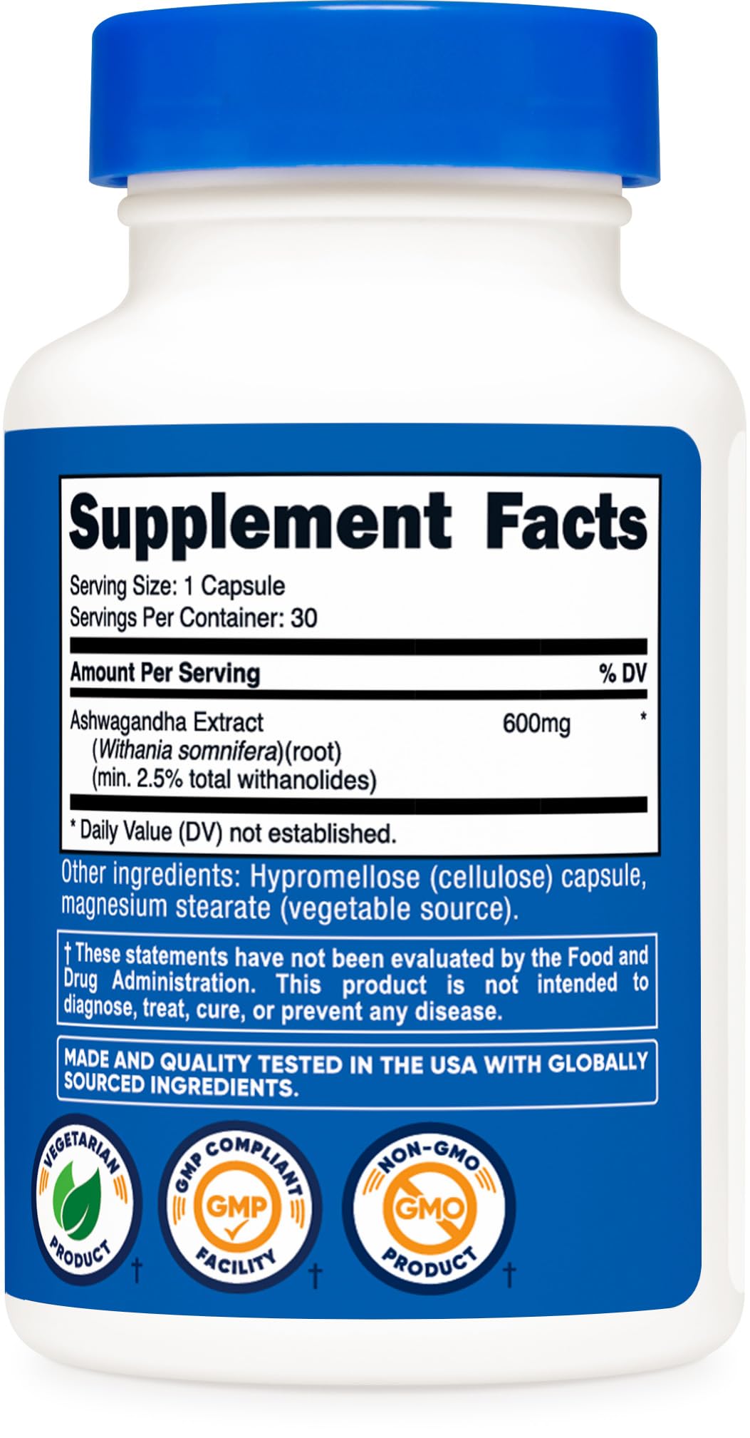 Nutricost Ashwagandha Root Extract 600mg Capsules, 30 Count
