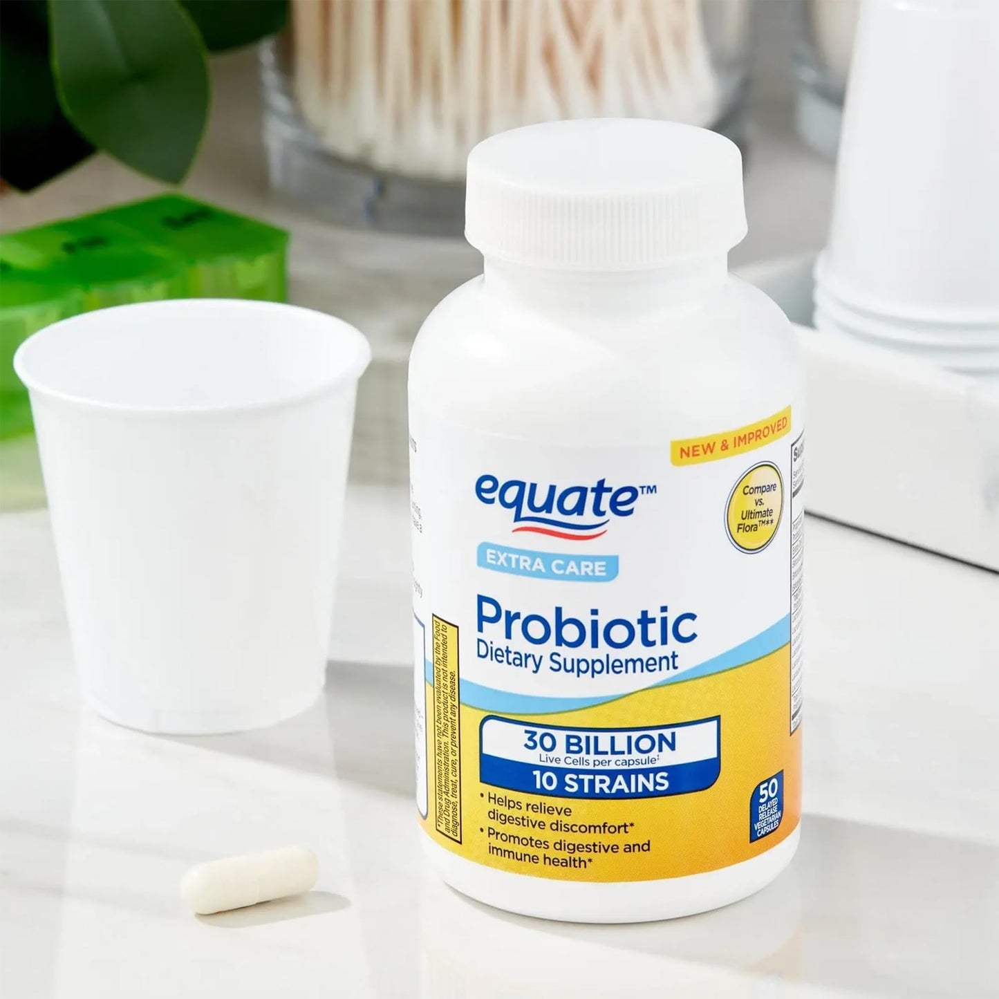 Bio360 Probiotic Dietary Supplement, Delayed Release Vegetarian Capsules, 50 Count, 30 Billion Live Cultures, 10 Probiotic Strains