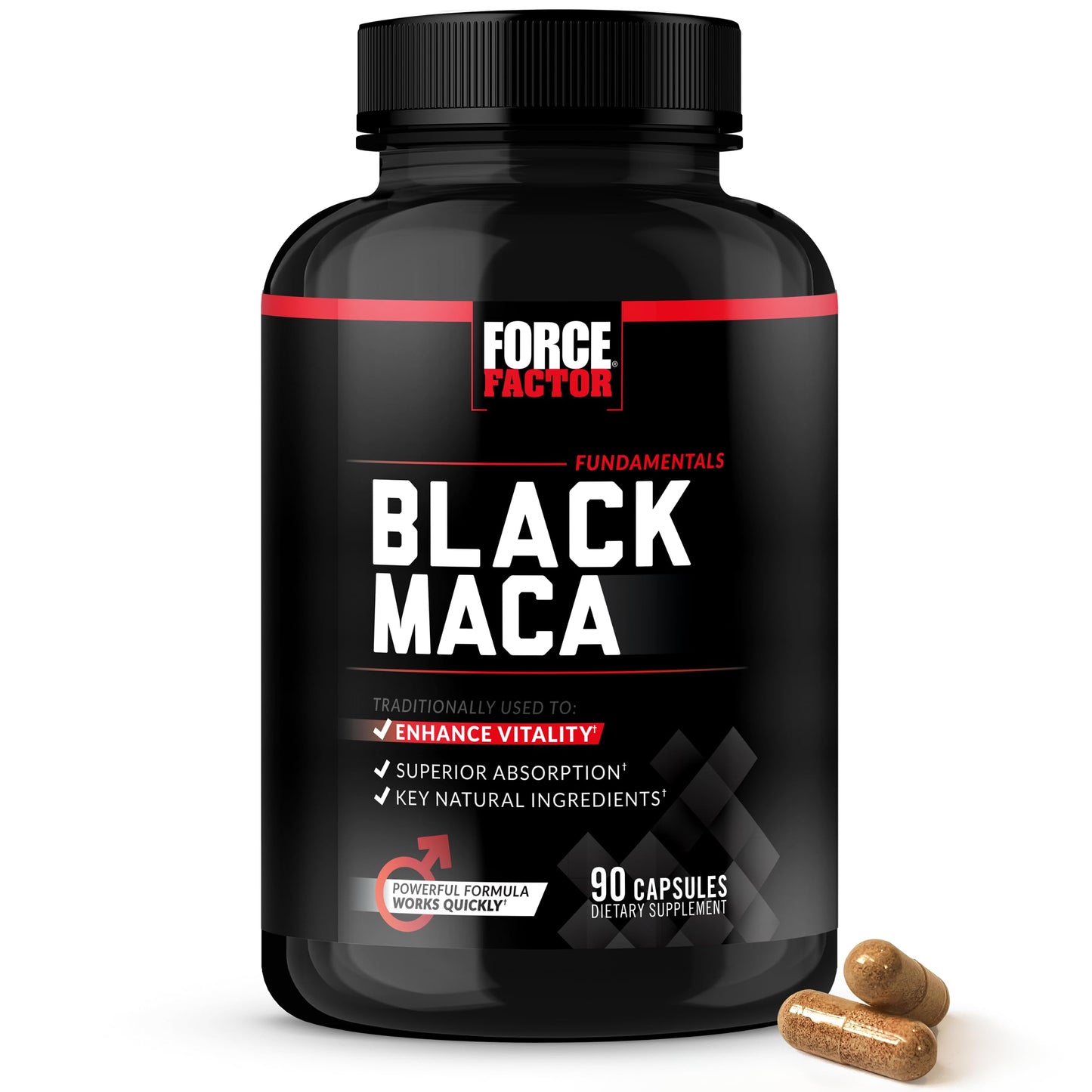 Force Factor Black Maca Root Supplement 1000mg Maca Negra Extract Capsules, 90 Count
