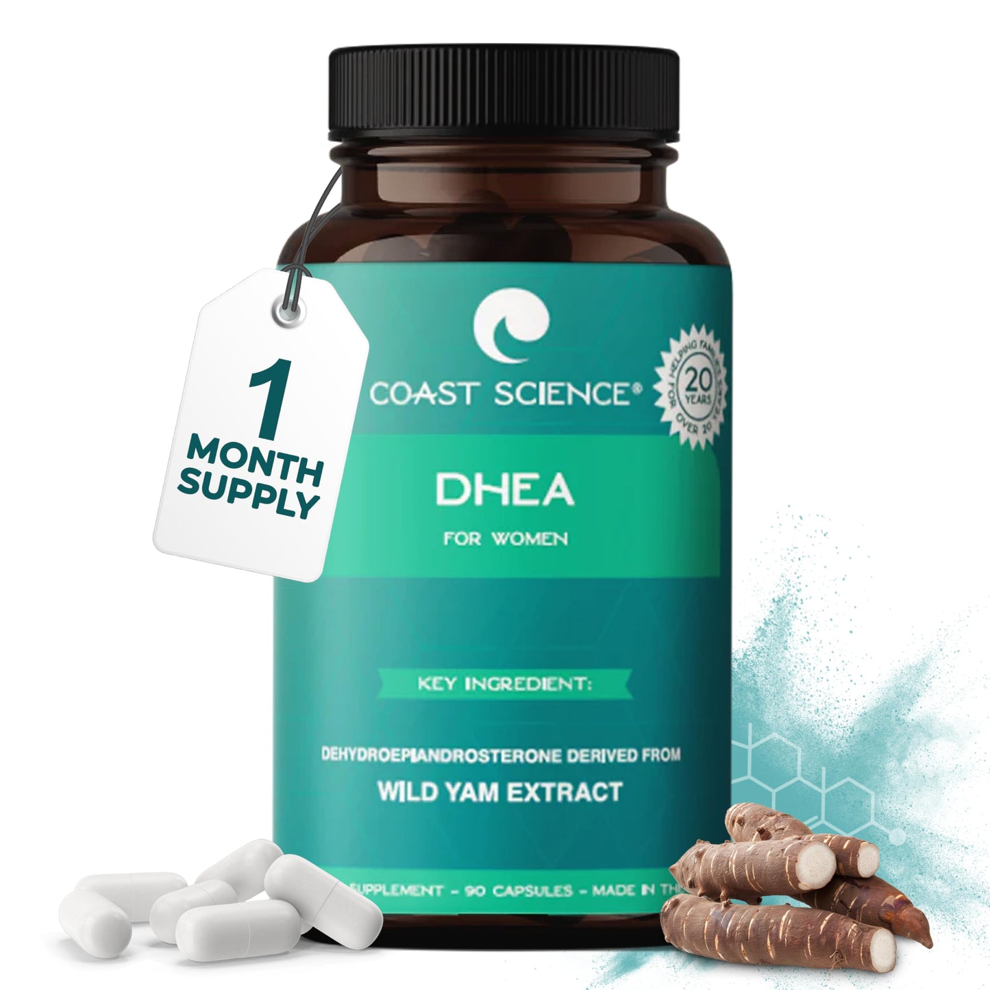 Coast Science DHEA Supplement for Women 25mg Capsule, 1 Count