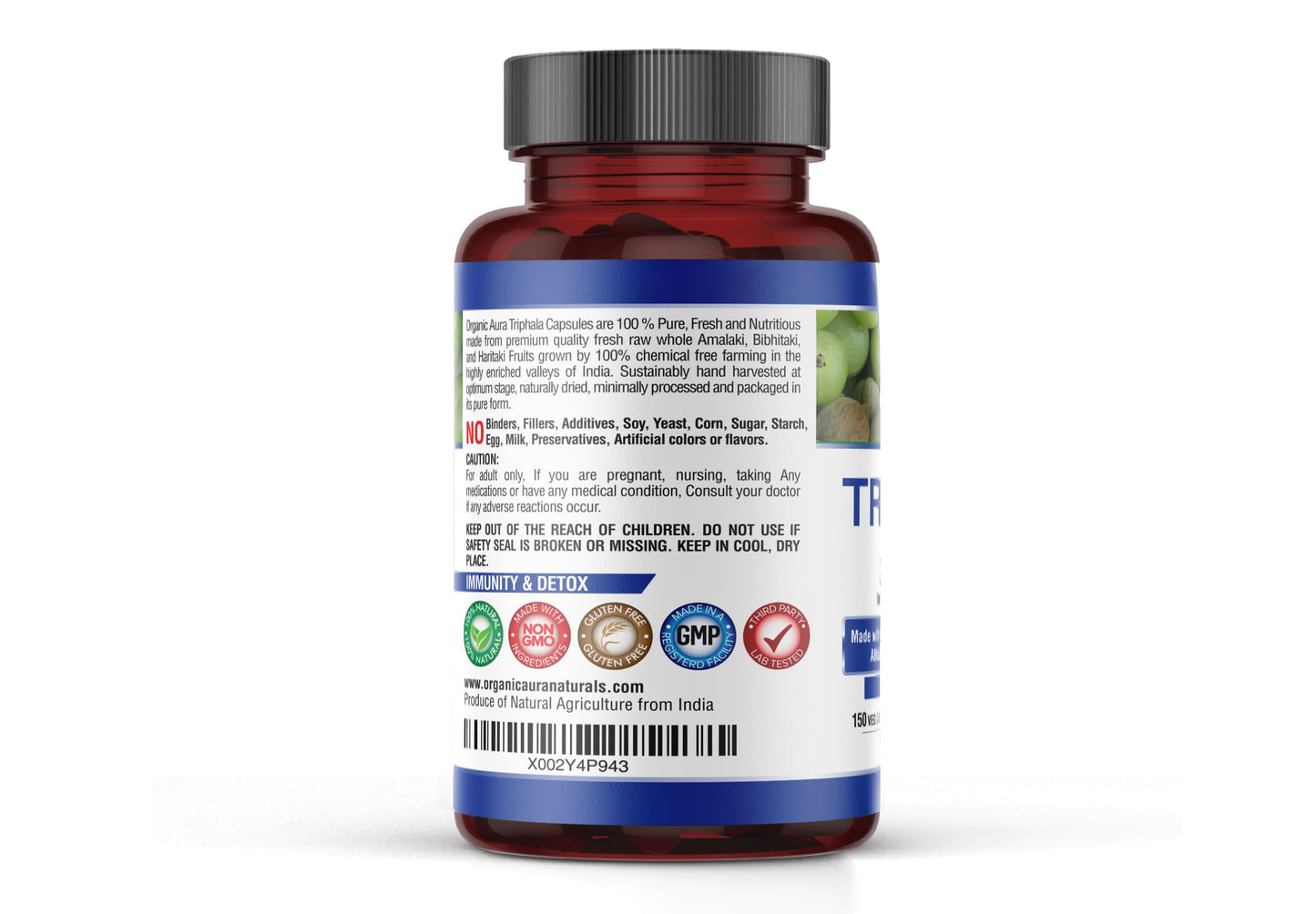 Organic Aura International Premium Triphala Capsules 120 Capsules