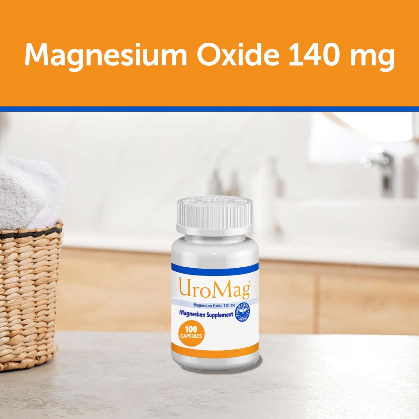 URO-MAG Sugar-Free Magnesium Oxide Supplement Capsule, 100 Count