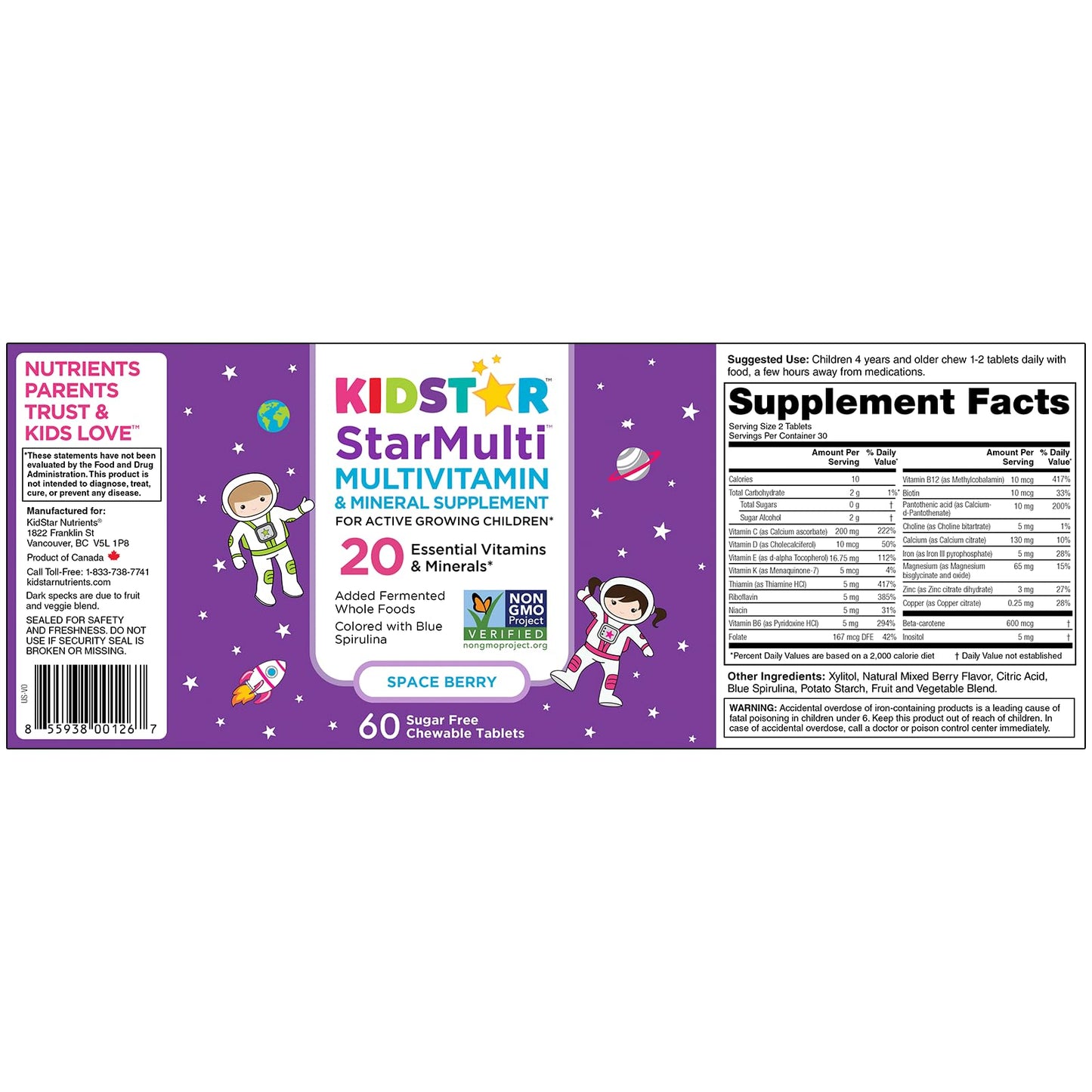 KidStar Nutrients StarMulti Tablets, 60 Tablets