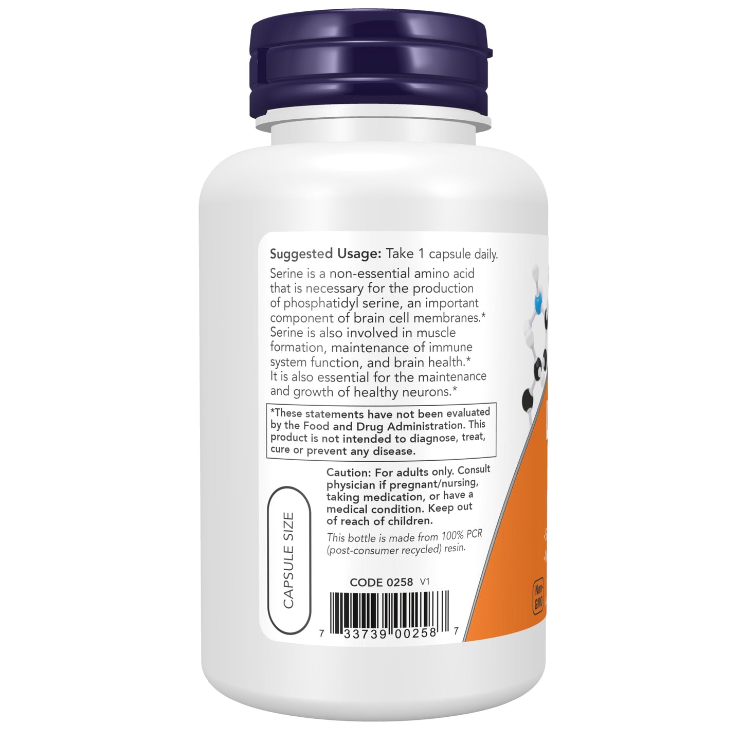 NOW Foods L-Serine 500 Mg Capsule, 120 Capsules