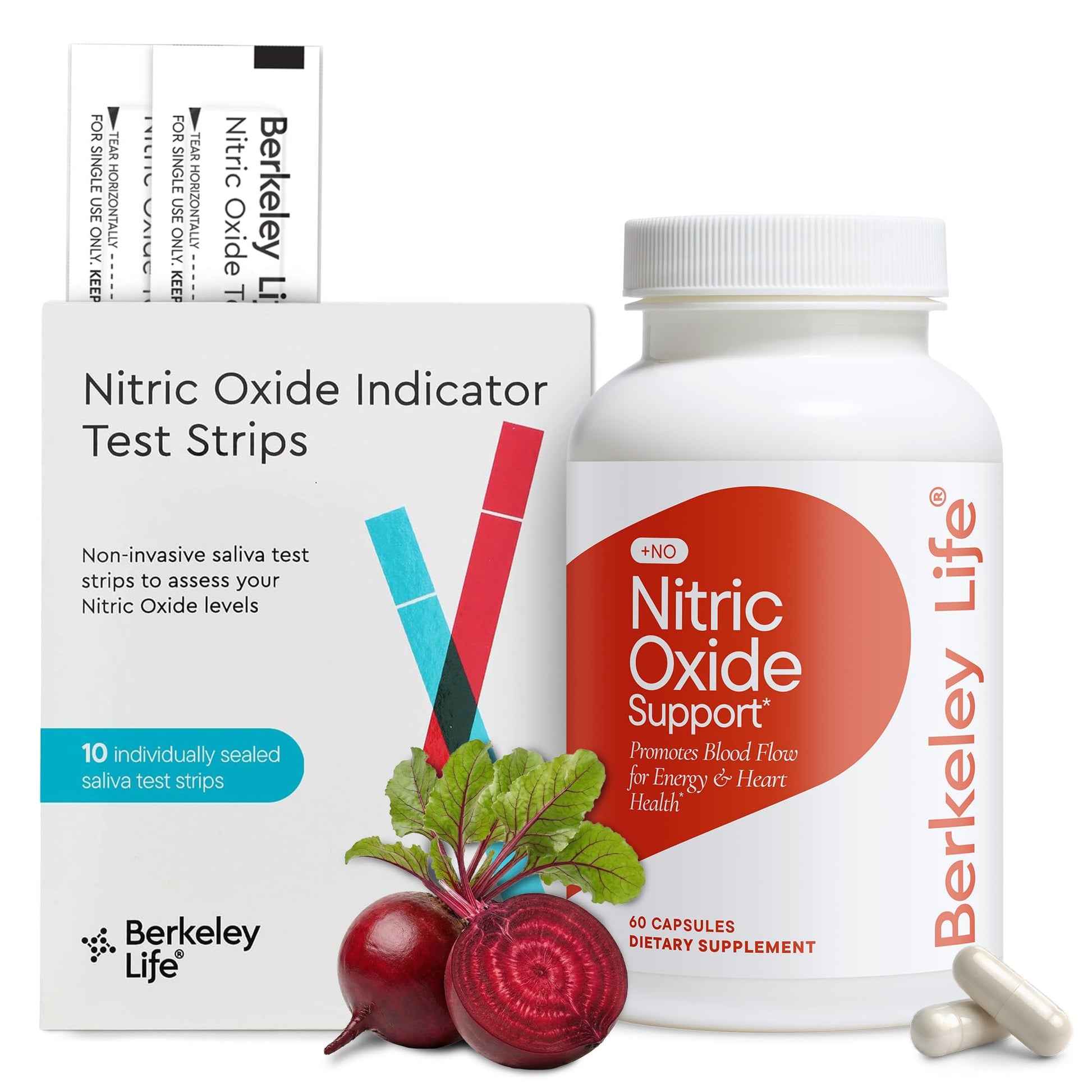 Berkeley Life Nitric Oxide Booster Capsules 60 Count & Test Strips 10 Count
