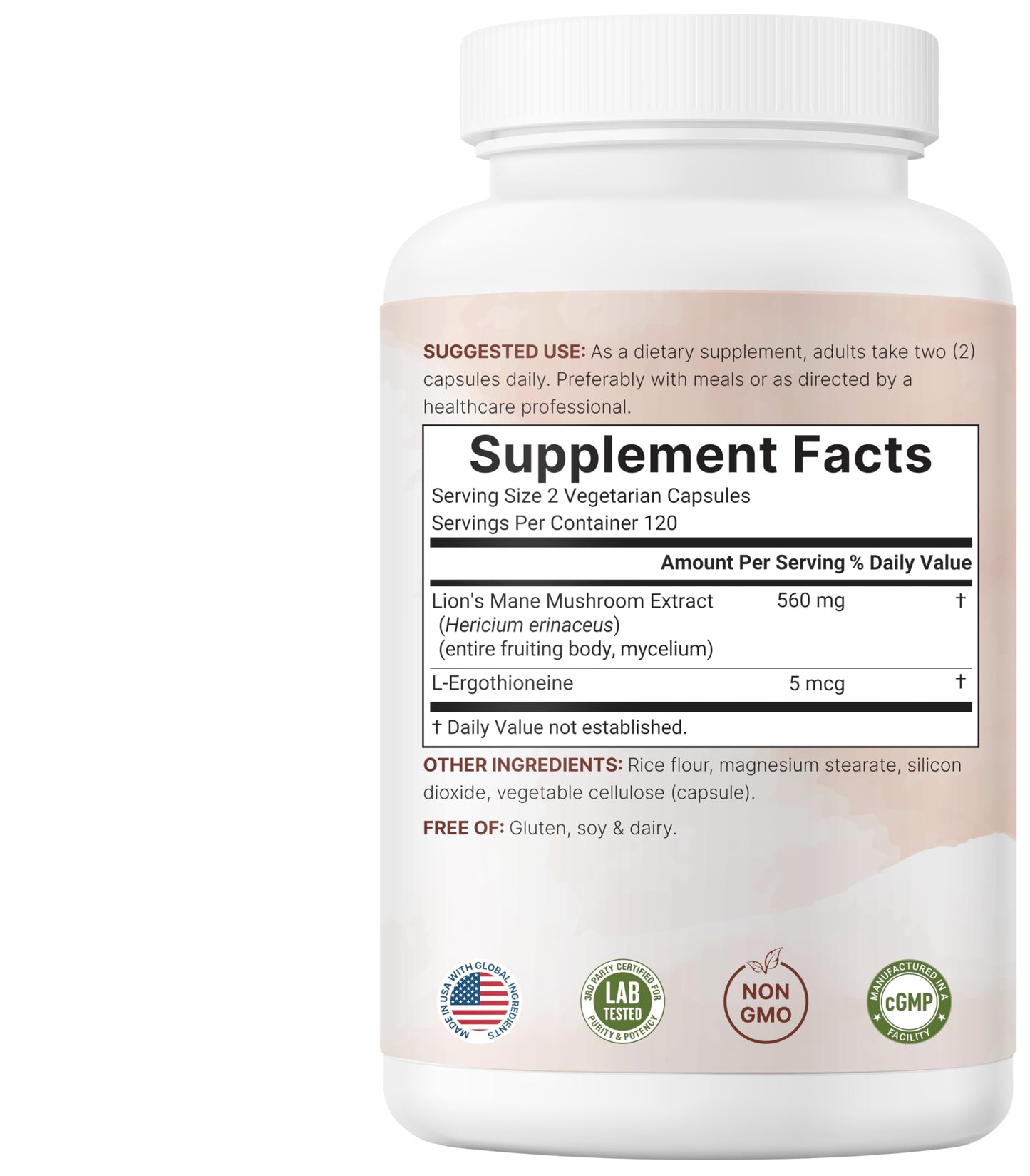 Micro Ingredients Lion’s Mane Mushroom Extract with L-Ergothioneine, 240 Capsules