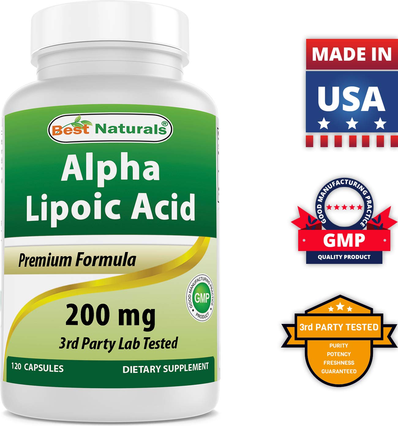 Best Naturals Alpha Lipoic Acid 200 mg & NAC 600 mg Capsules, 120 Count