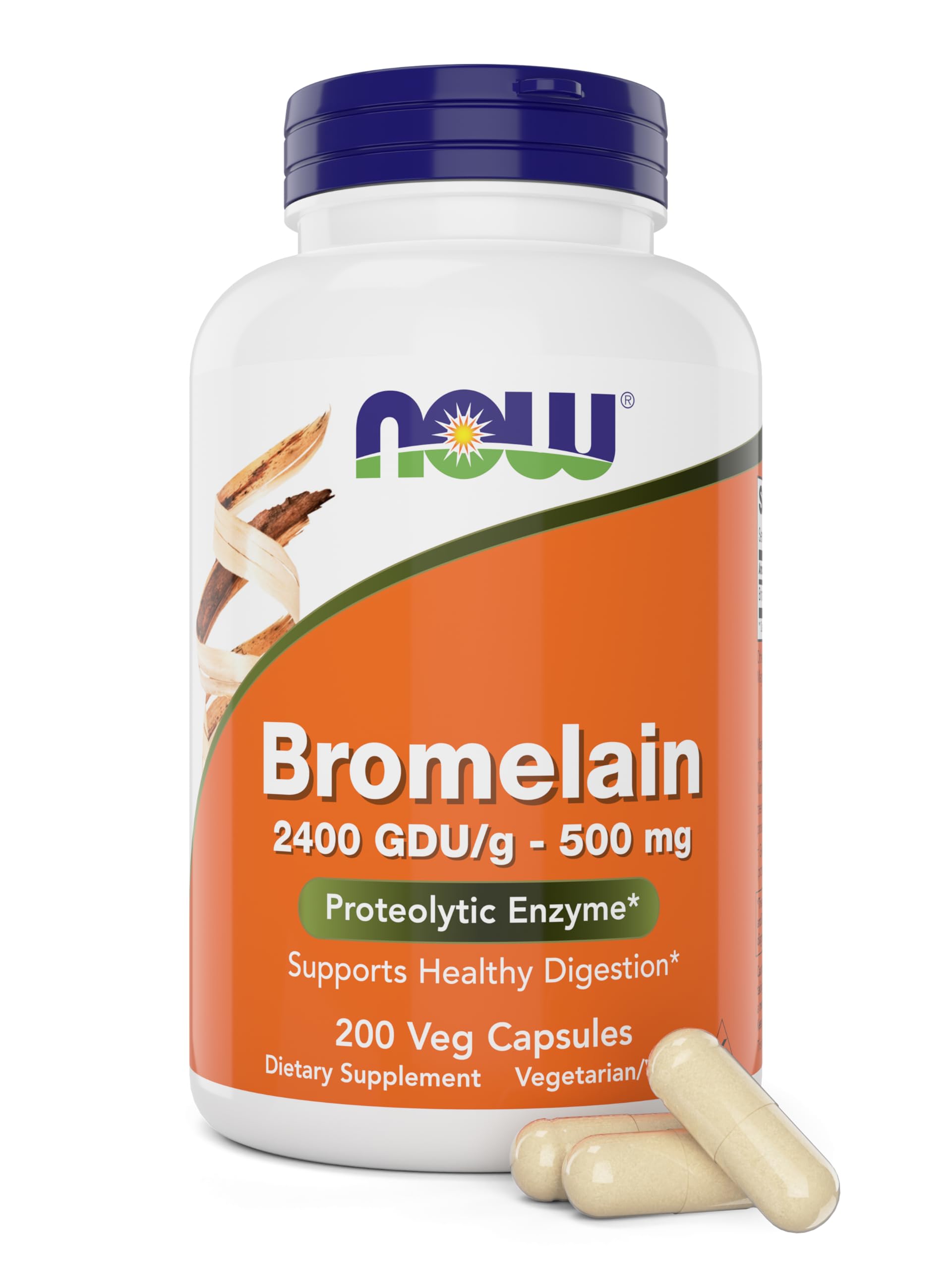 NOW Foods Bromelain 500 mg Capsules, 200 Count
