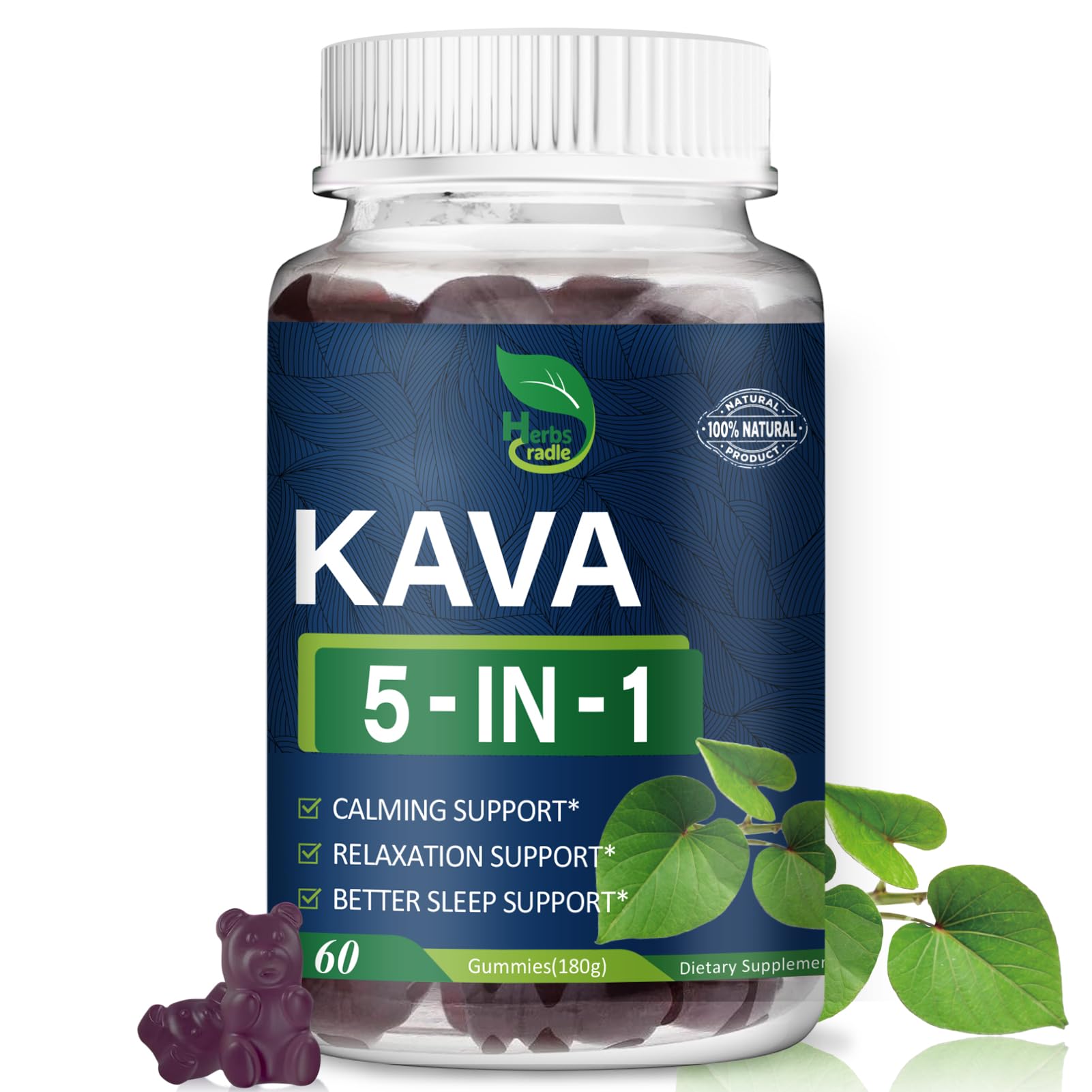 Herbscradle Kava Kava Extract Gummies, 60 Count