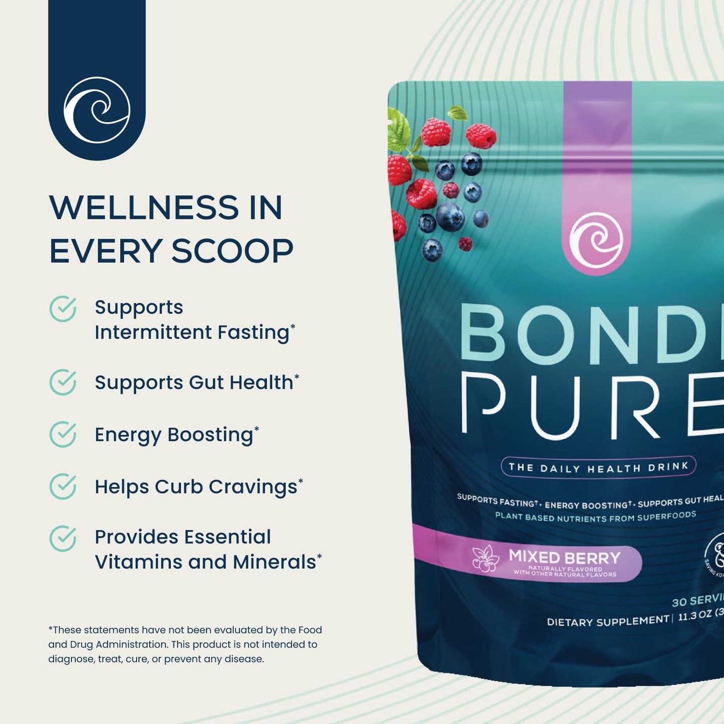Bondi Pure Daily Health & Detox Drink Powder 11.7 oz (30 Servings)