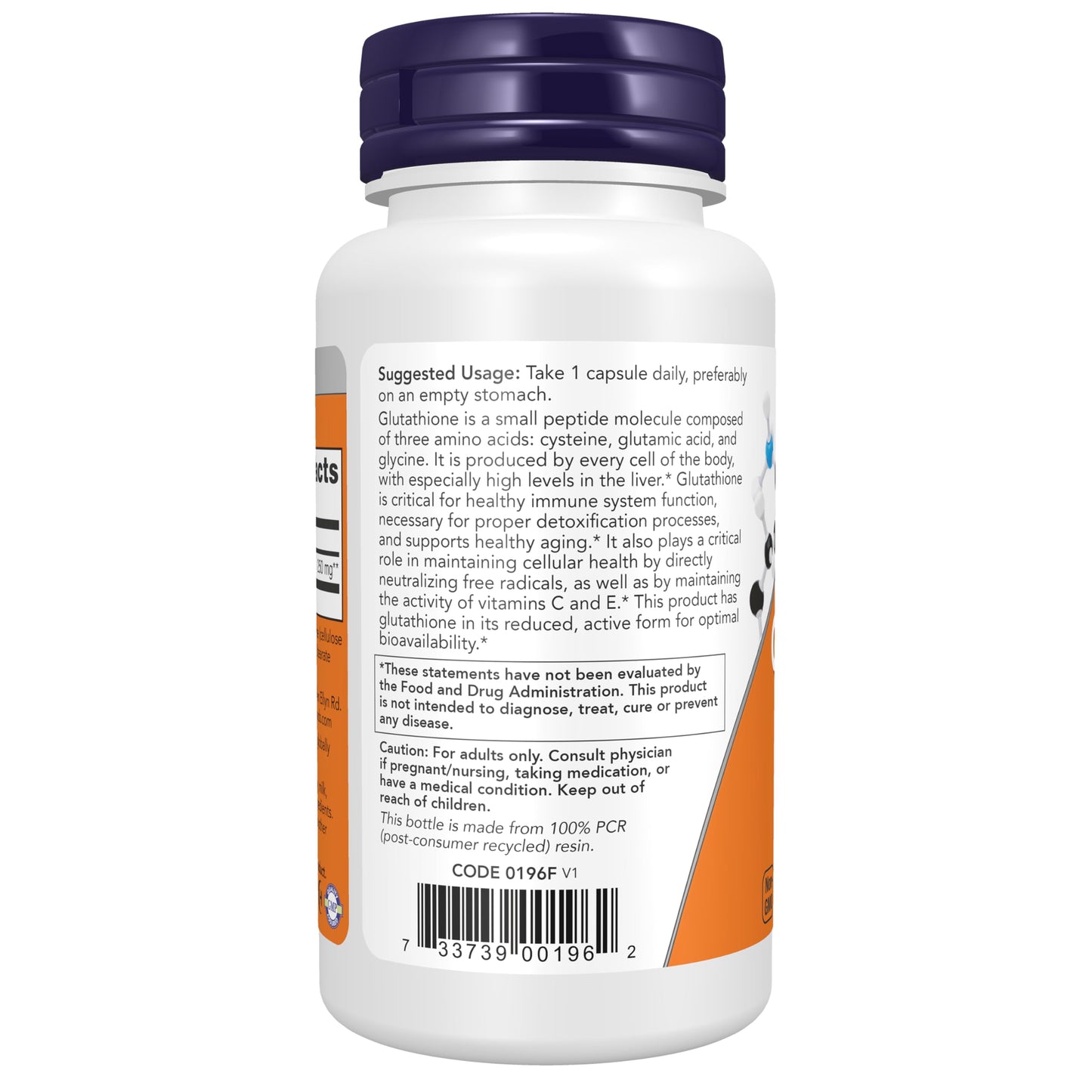NOW Foods Glutathione 250 mg Detoxification Support Free Radical Neutralizer Capsules 120