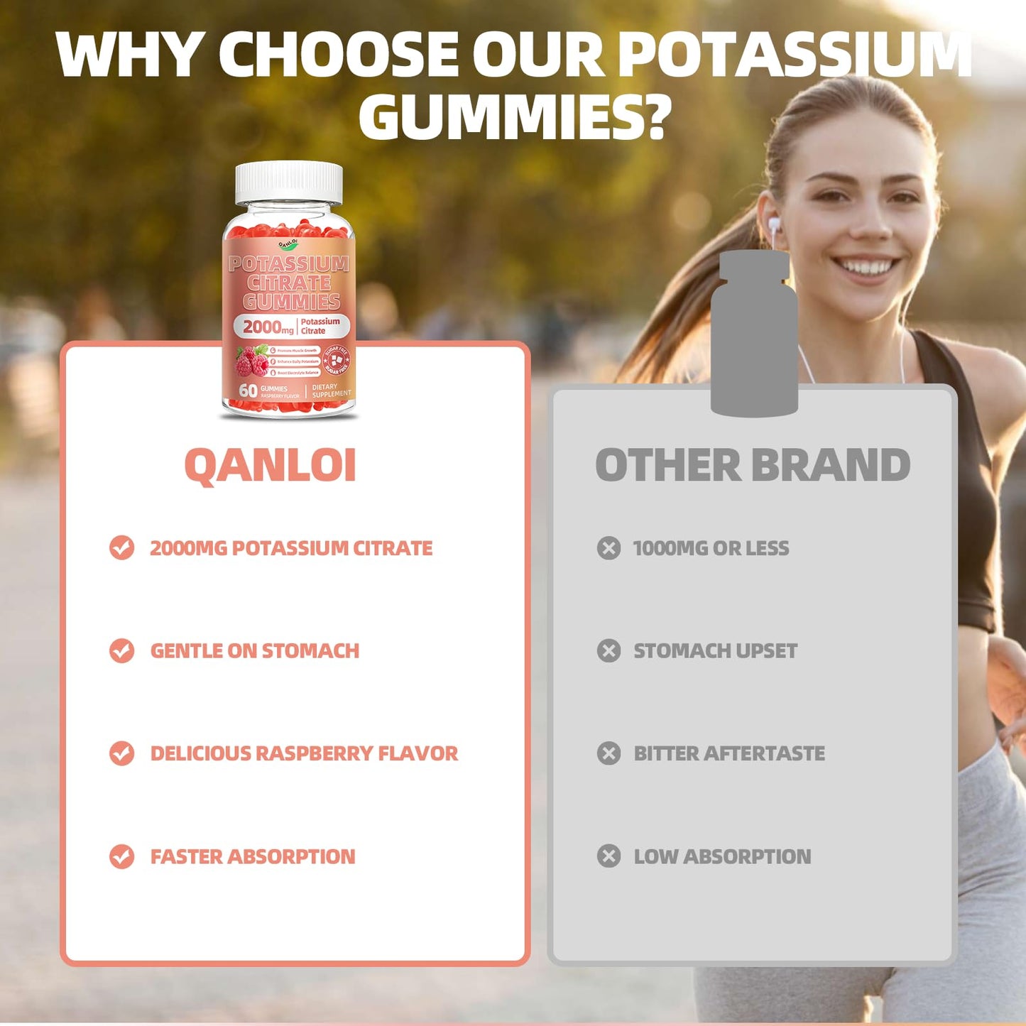 QANLOI Potassium Citrate 2000mg Gummies, 60 Count