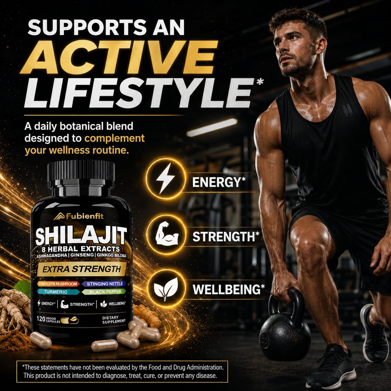 SIAUWE Shilajit 30:1 Extract with Ashwagandha Capsules, 120 Count