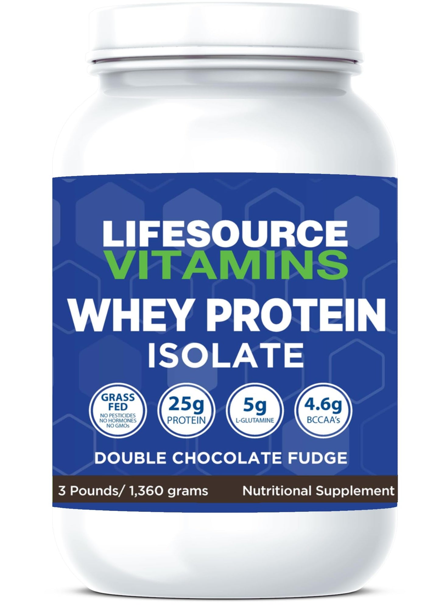 LifeSource Vitamins Grass Fed Whey Protein Isolate Powder - Double Chocolate Fudge, 48 Servings