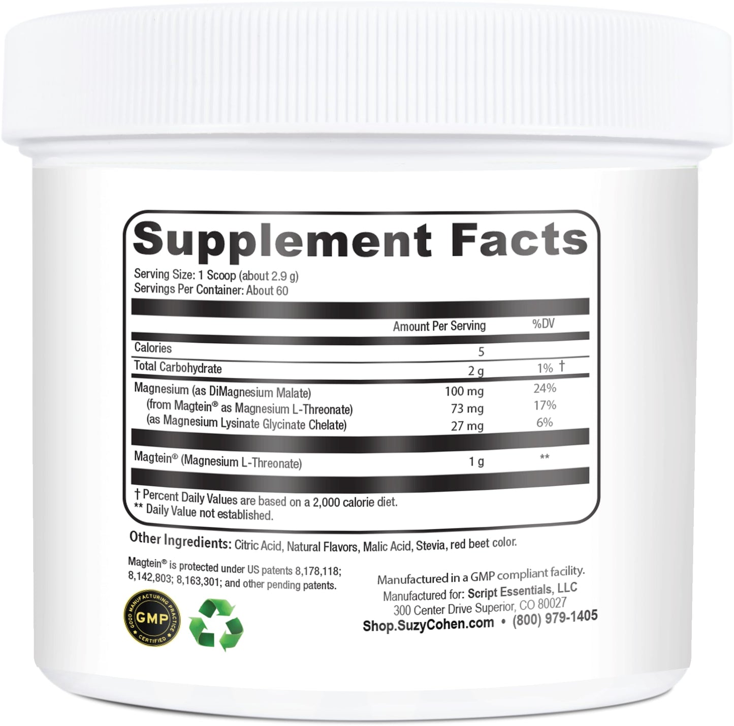 Script Essentials MagFocus Magnesium L-Threonate with Magtein (Mixed Berry) Plus Magnesium Glycinate for Wellness, Focus, and Cognition Powder 5.29 Ounce