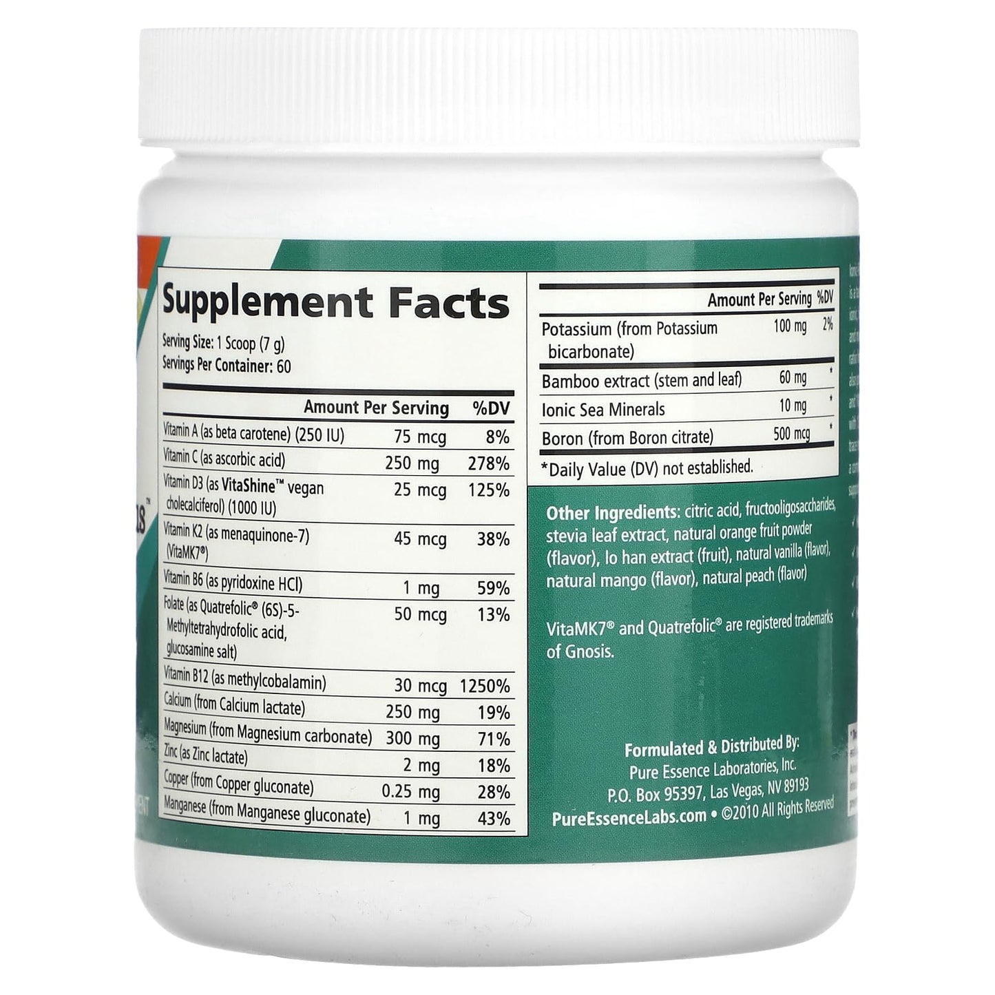 Pure Essence Labs Ionic Fizz Super D-K Calcium Plus Powder, 14.82 oz