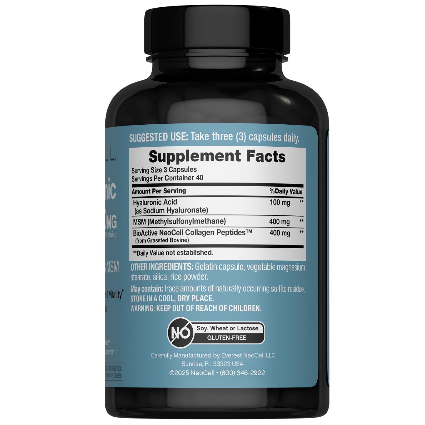 NeoCell Hyaluronic Acid Complex 900mg Capsules, 120 Count