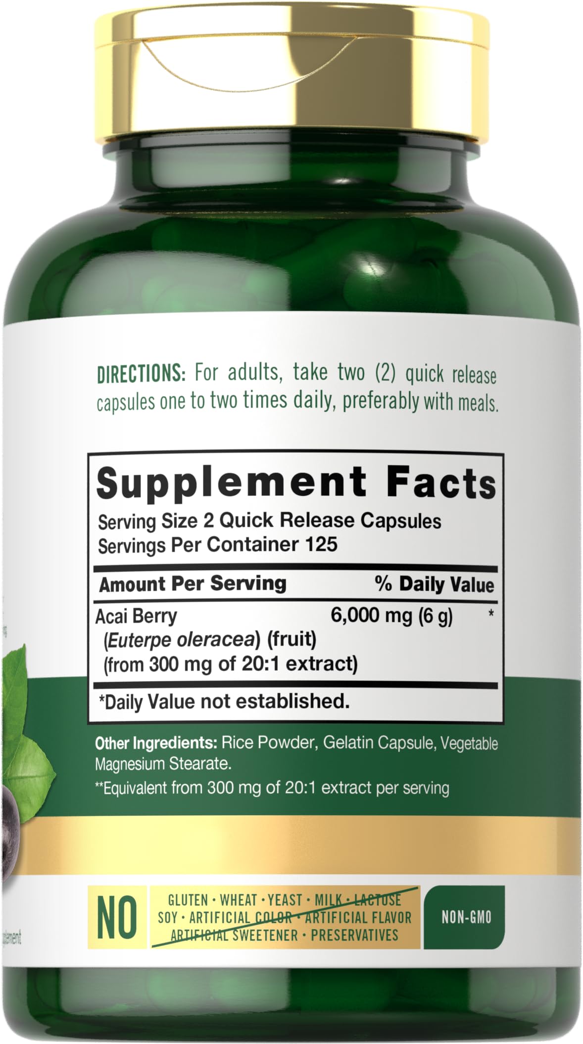 Carlyle Acai Berry Supplement Capsules 250 Count
