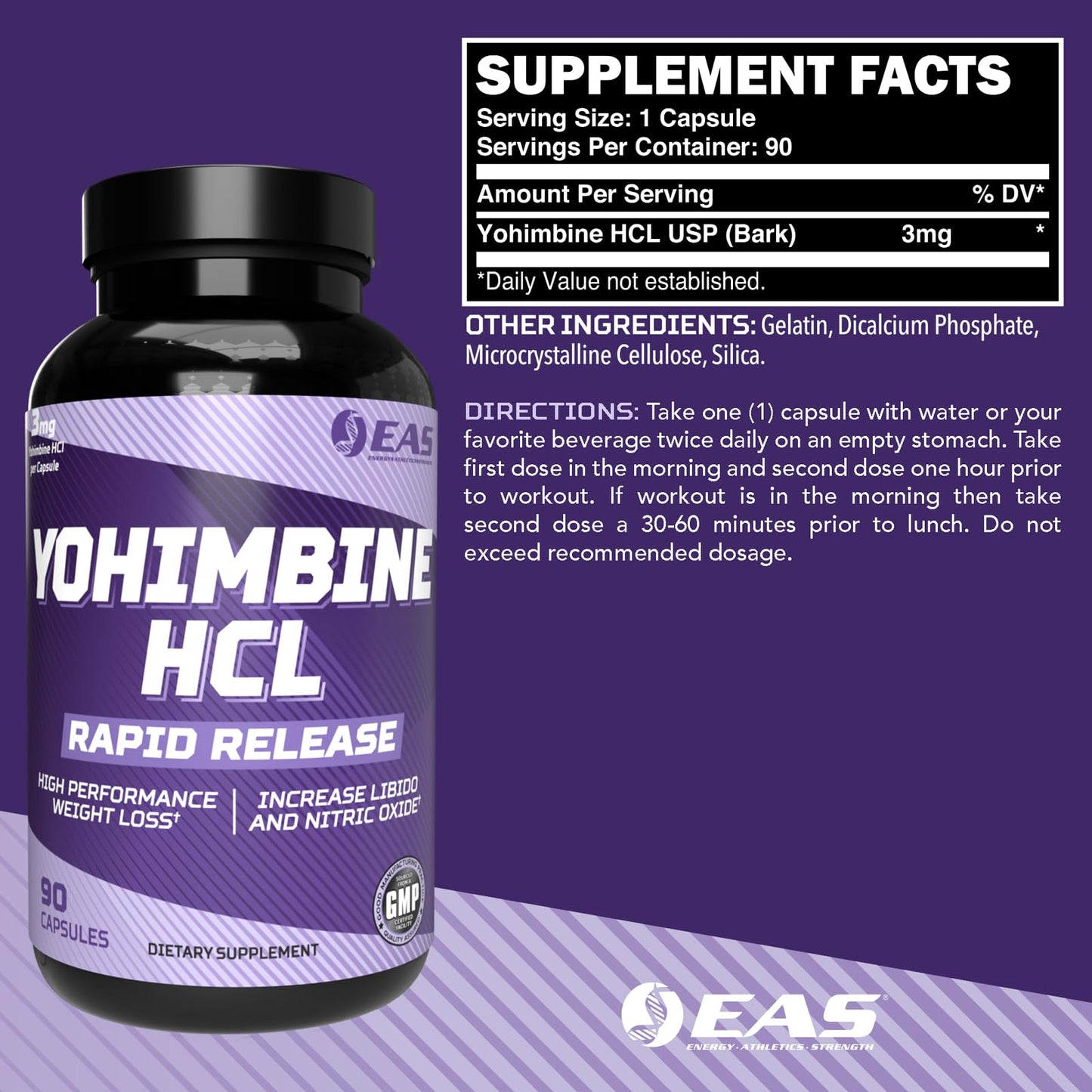 EAS Yohimbine HCL Capsules 90 Count