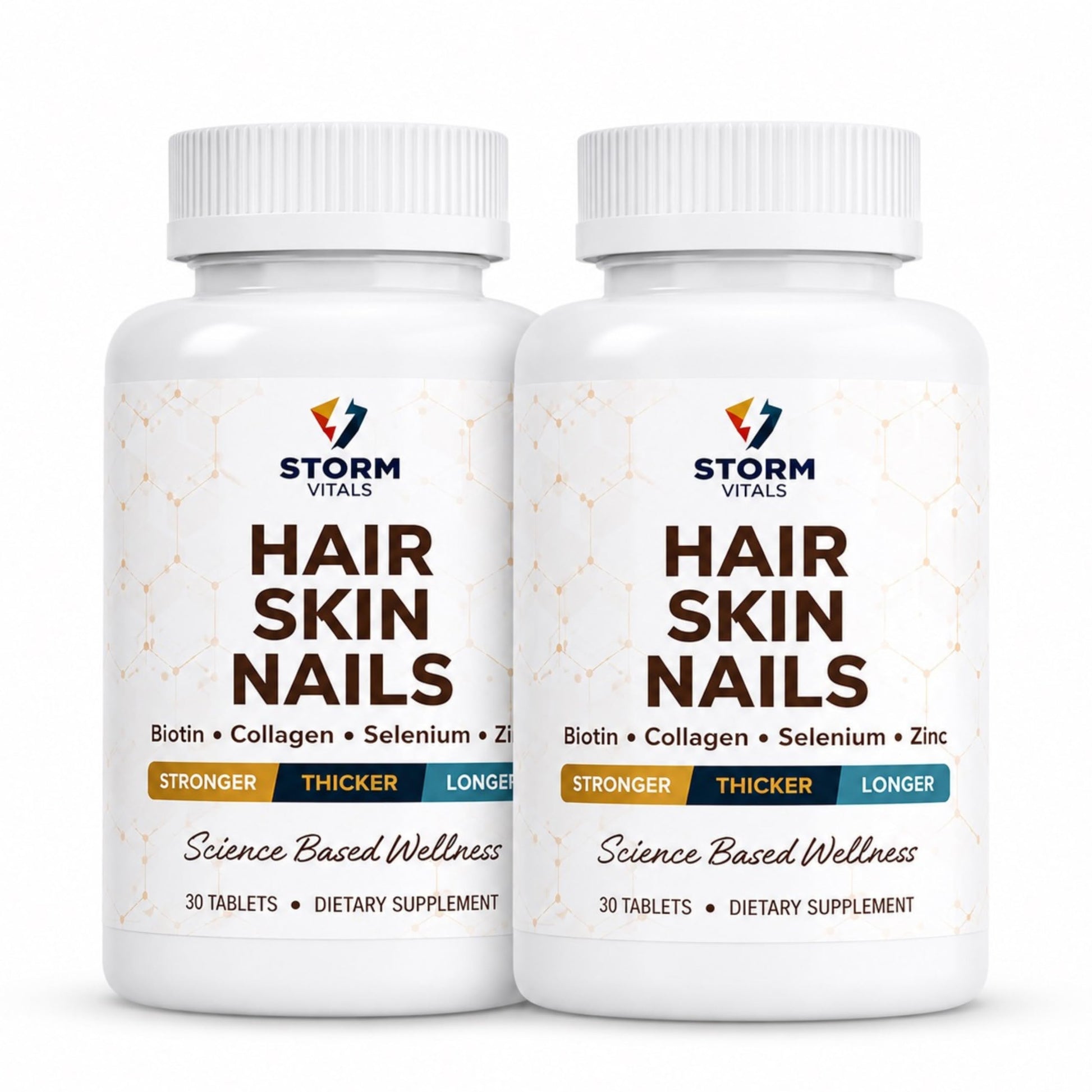 STORM VITALS Hair, Skin & Nails – High-Potency Formula with Biotin, B-Complex, Hyaluronic Acid, Zinc, Selenium & Collagen – 60 Tablets