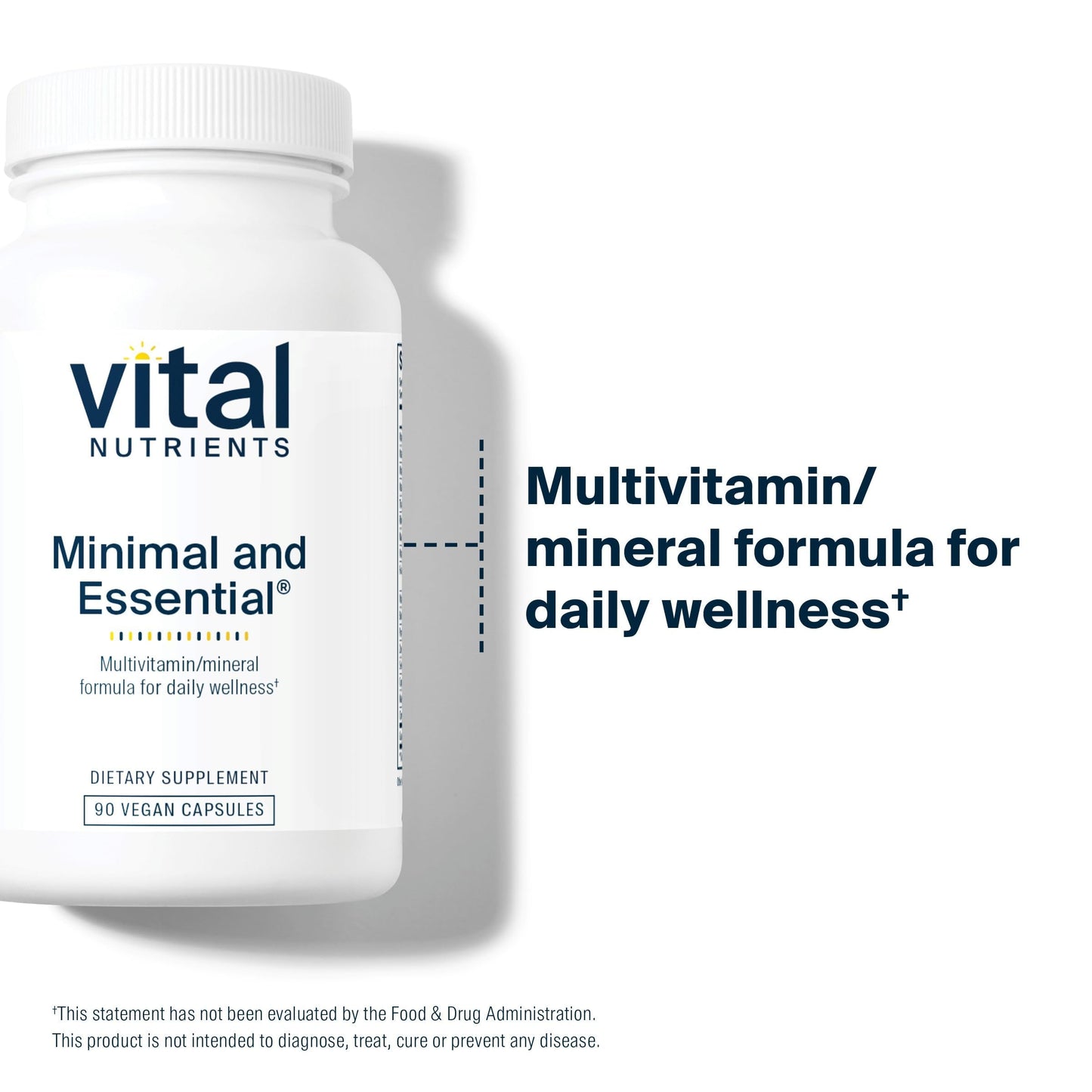 Vital Nutrients Minimal and Essential Multivitamin - Vegetarian One per Day Multi Vitamin, Mineral, & Antioxidant Supplement 90 Capsules