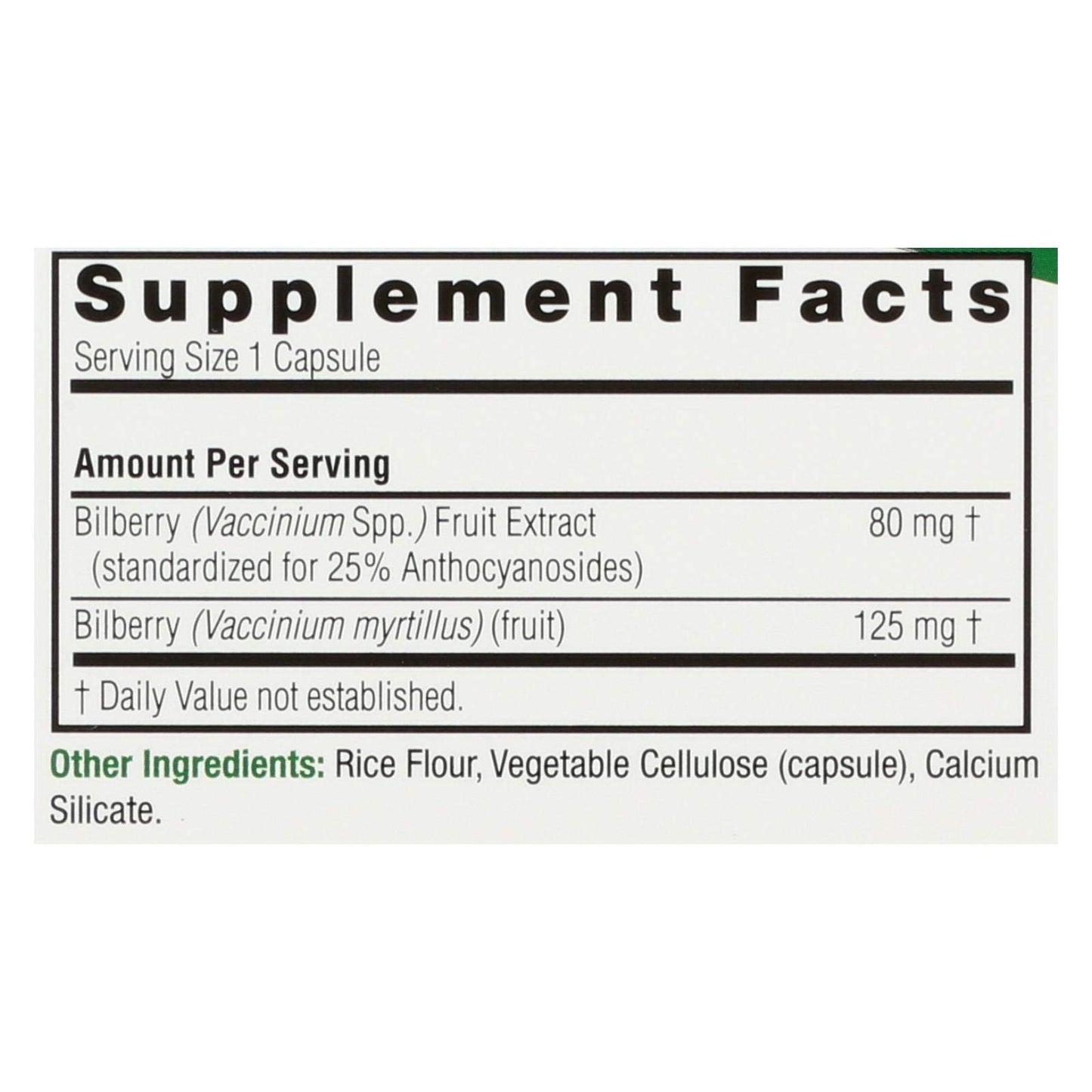 Nature's Answer Standardized Bilberry Capsule 90