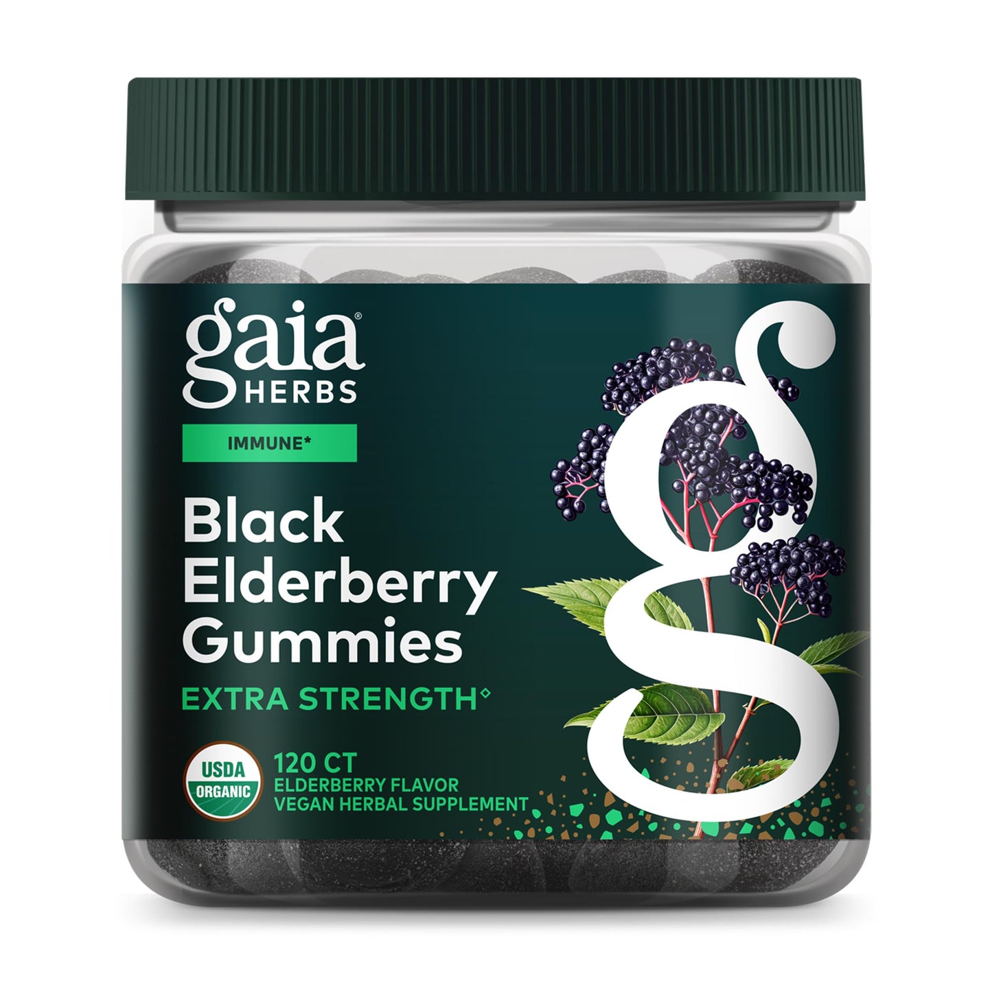 Gaia Herbs Black Elderberry Extra Strength Gummies, 120 Gummies