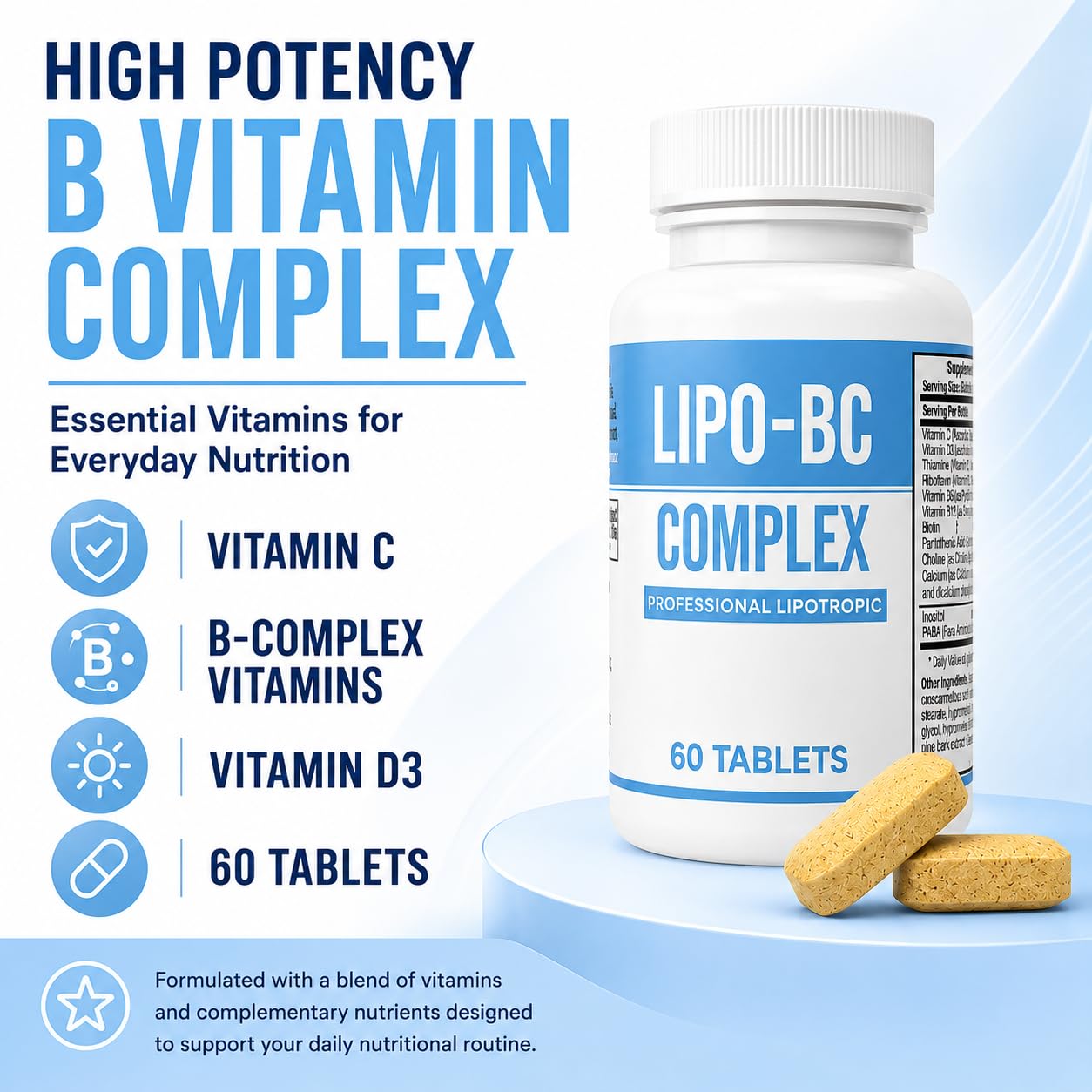Legere Pharmaceuticals LIPO-BC Vitamin B-Complex Tablets, 120 Tablets