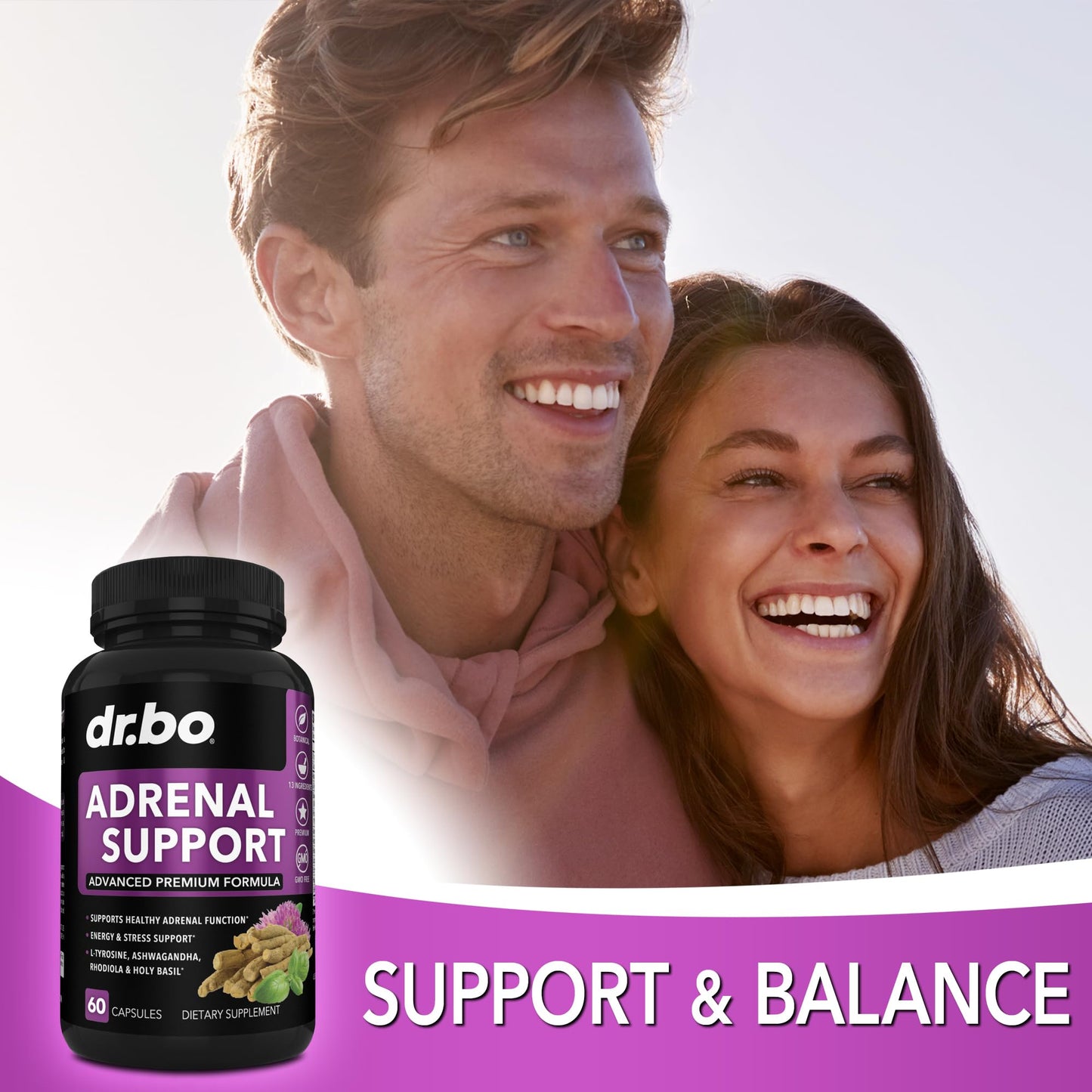 DR. BO Adrenal Support & Organic Superfood Greens & Fruit Supplements Tablets 120