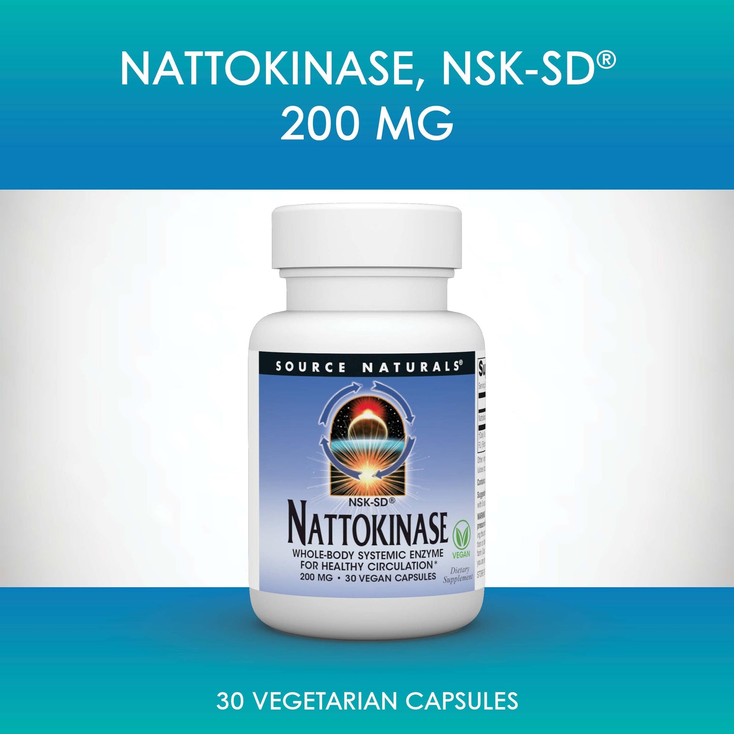 Source Naturals NSK-SD Nattokinase Whole Body Systemic Enzyme for Healthy Circulation 200 mg Capsule, 30 Count