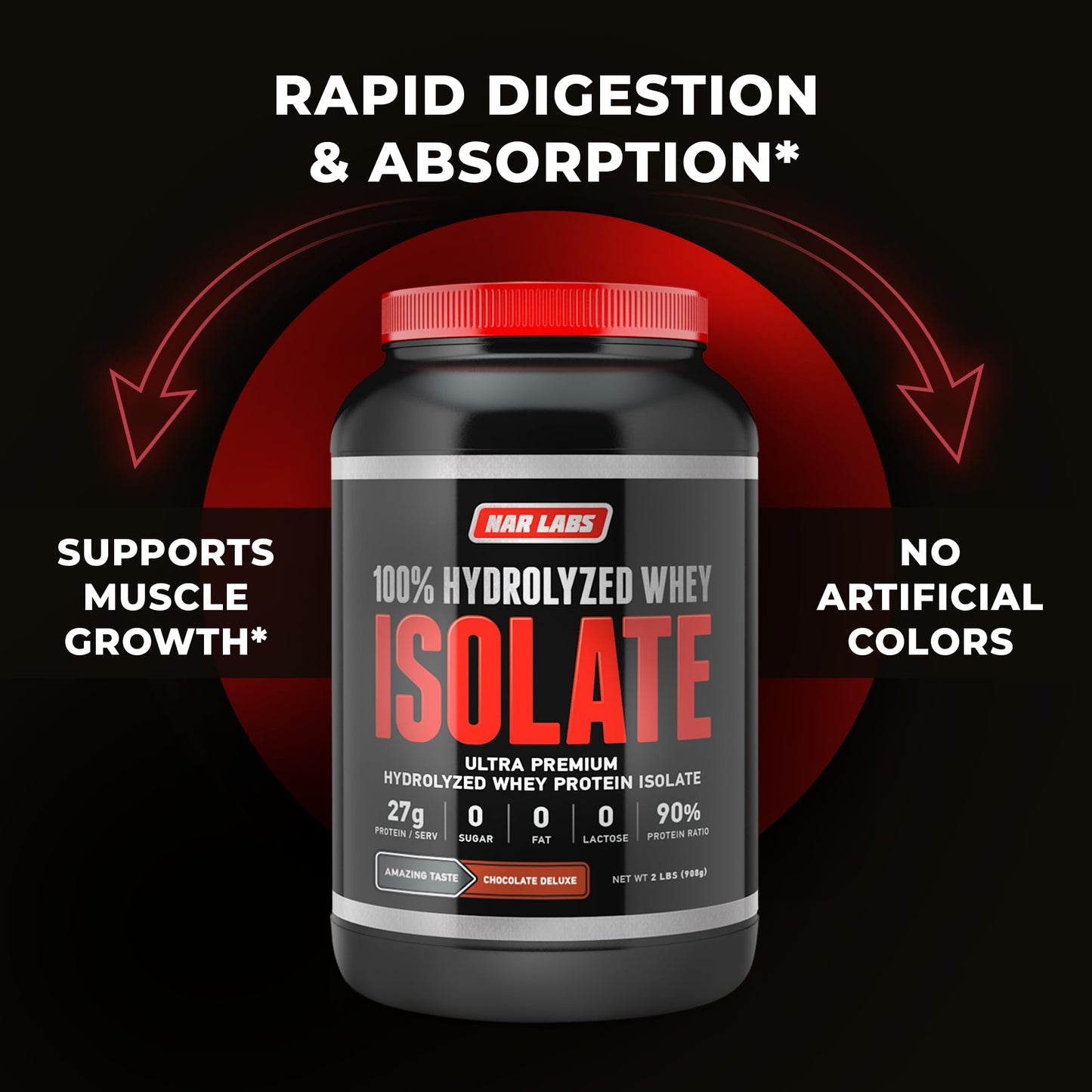 NAR LABS Hydrolyzed Whey Protein Isolate Powder 2 lb, 32