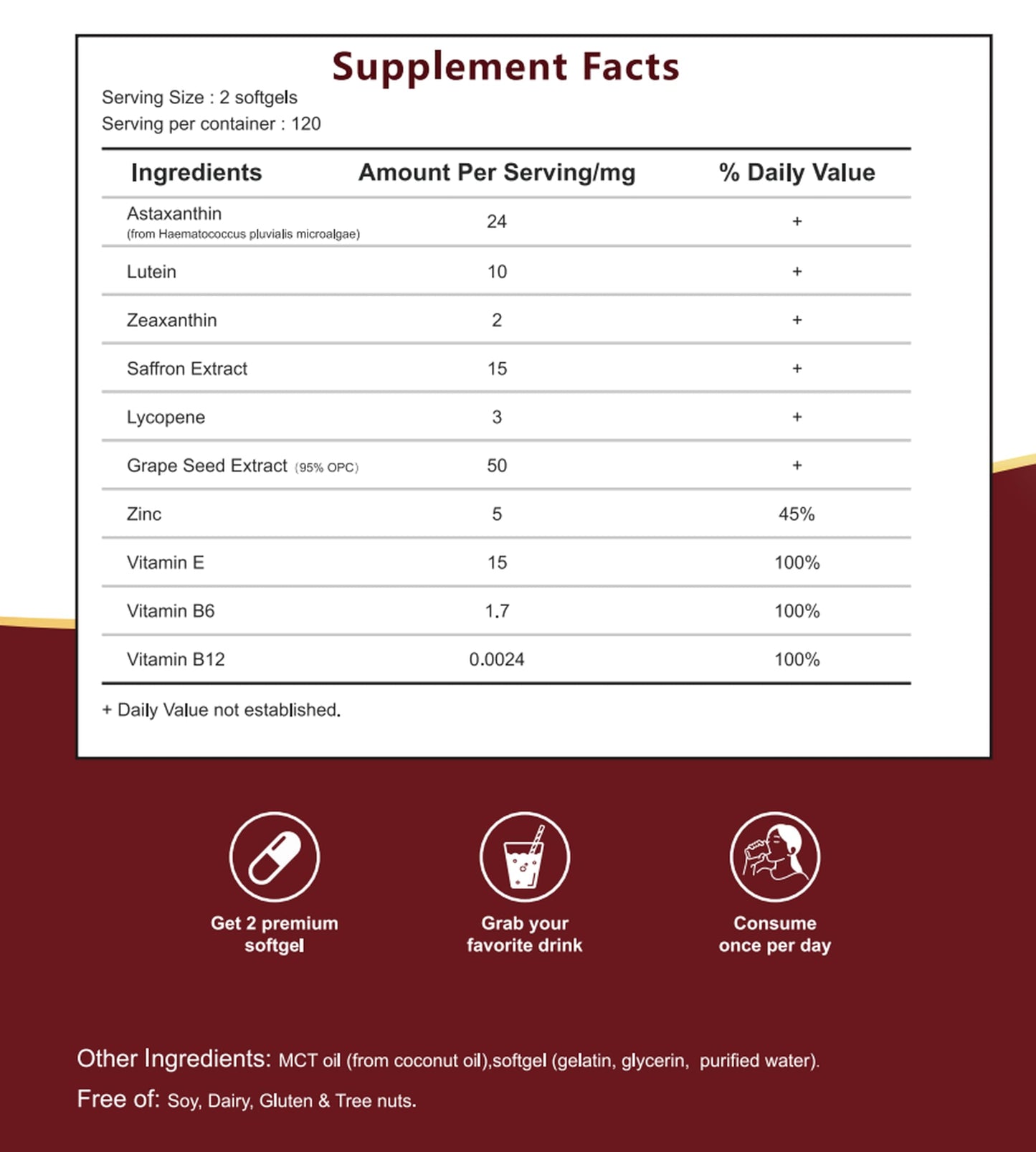 Elvtafu Astaxanthin 24mg Softgels 240 Count