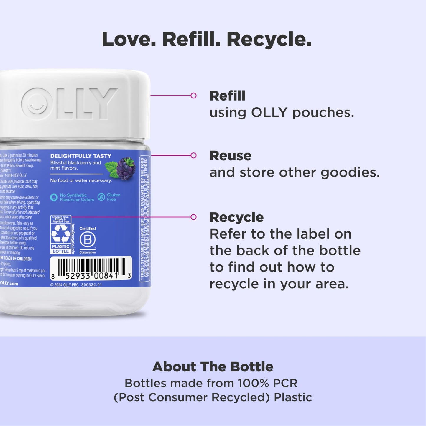 OLLY Extra Strength Sleep Gummy, Occasional Sleep Support, 5 mg Melatonin, L-Theanine, Chamomile, Lemon Balm Extracts, Sleep Aid, Blackberry Flavor - 70 Count (Packaging May Vary)