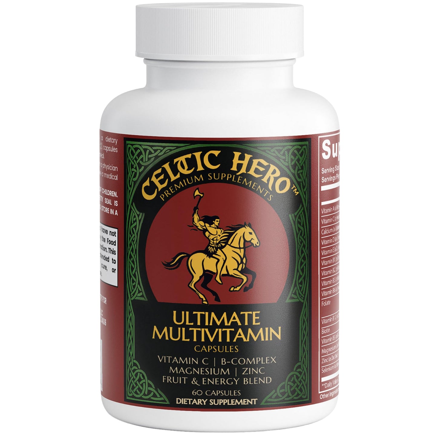 Celtic Hero Daily Multivitamin Complex for Men with B Vitamins Complex, Vitamin A, Vitamin D, Zinc, Selenium, Copper, Strength, Energy and Health Support Supplement, Antioxidant-Rich Vitamins for Men, 60 Capsules