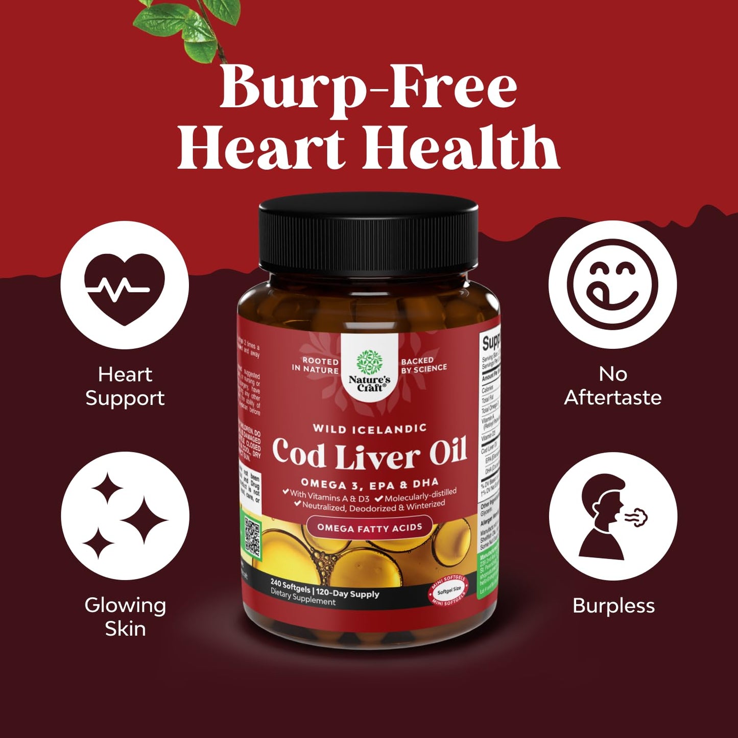 Natures Craft Cod Liver Oil Softgels, Icelandic Wild Caught, 240 Count