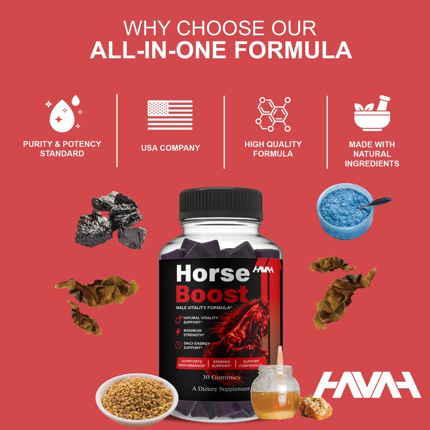 Havah Horse Boost Gummies, HorseBoost Advanced Formula, 60 Gummies