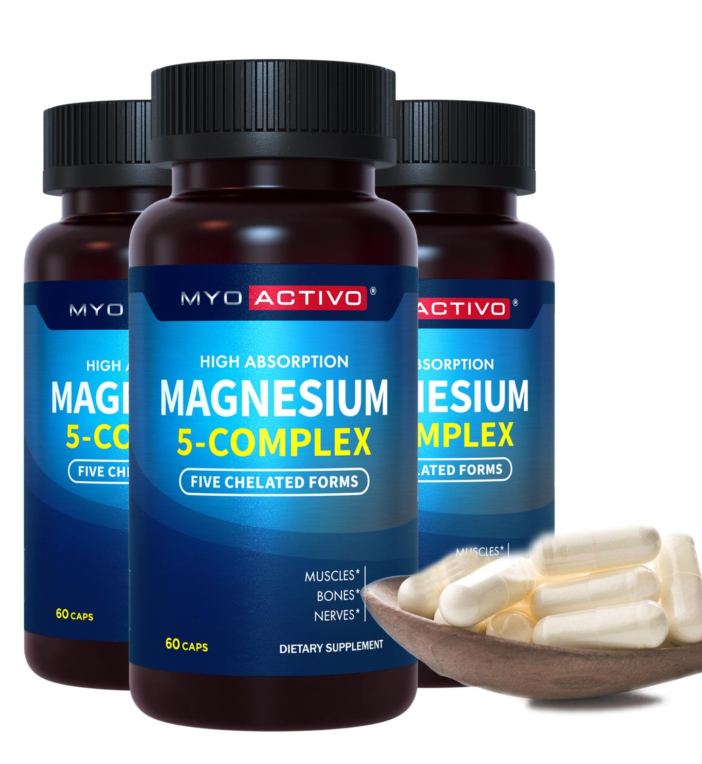 MyoActivo Chelated Magnesium 5 Capsules, 180 Count