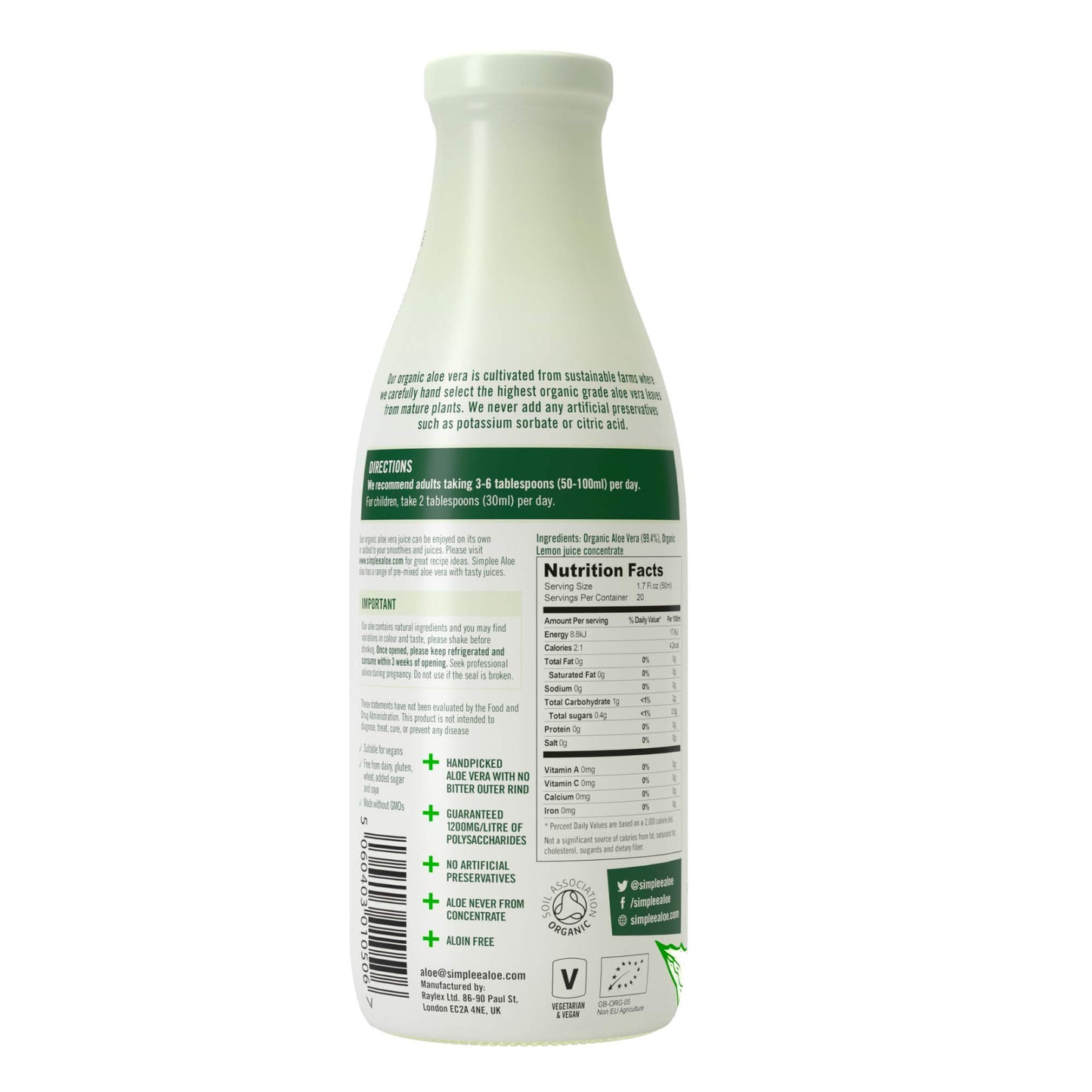 Simplee Aloe Organic Aloe Vera Juice Soft-Gels 33.8 Fl Oz